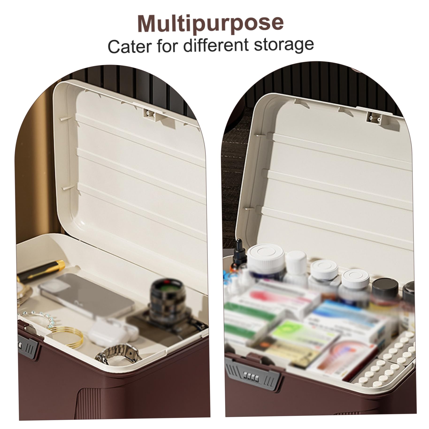 Lockable Storage Box with Partition & Combination Code - Secure Medicine Organizer, Refrigerator Lock Box for Medical Documents - Perfect for Home, Office, and Healthcare Facilities