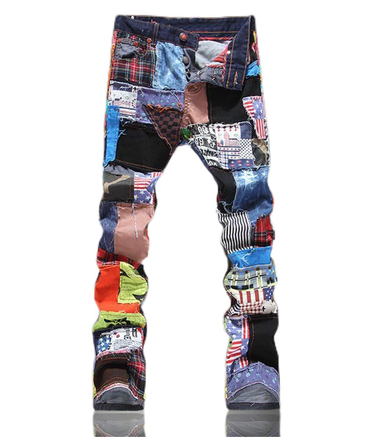 Men's Printed Embroidered Slim Fit Stretch Straight Leg Jeans - High Quality Denim Pants for Spring Fashion Trend | Casual Wear, Office & Outdoor Activities