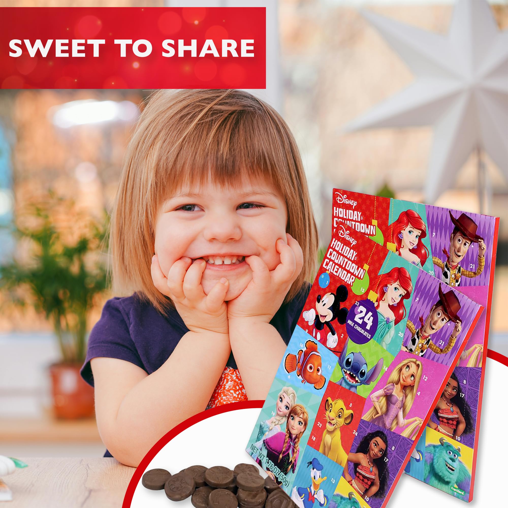 Disney Princess & Cartoon Advent Calendar 2024 - 2 Pack Christmas Countdown Calendar with Candy for Kids | Perfect for Holiday Gifts, Classroom Rewards & Family Christmas Traditions