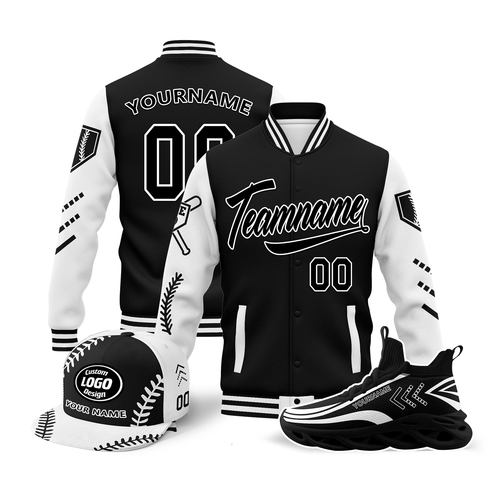 Custom Personalized Jacket, Shoes & Hat Combo Set - MaxSoul Fashion Bundle for Men & Women | Perfect for Outdoor Activities, Sports & Streetwear Style (D023028)