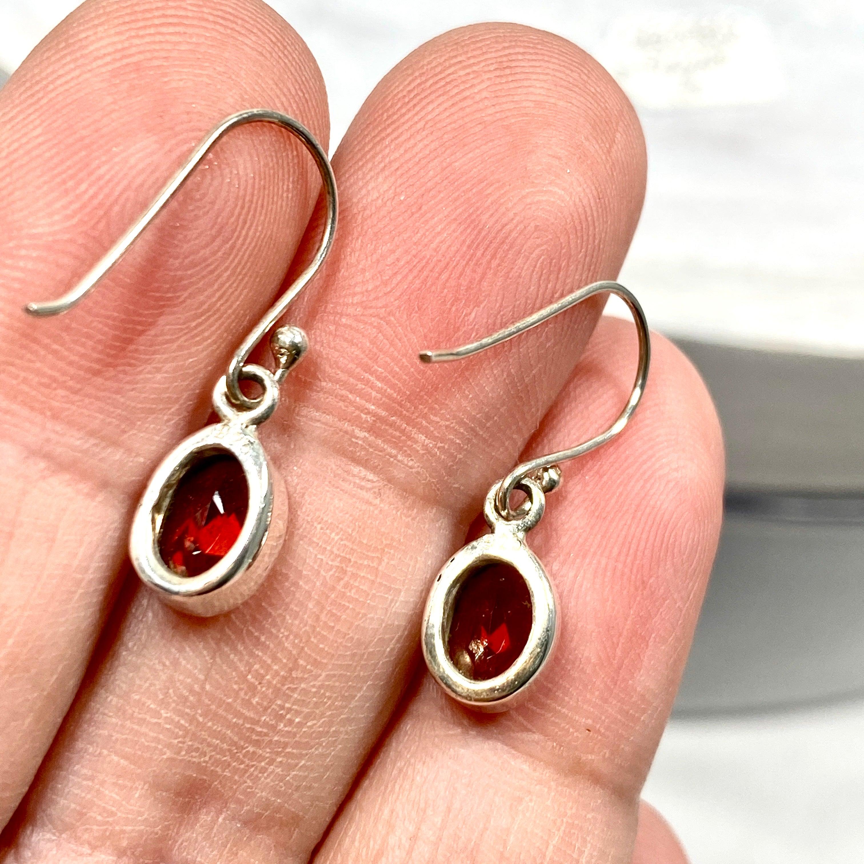 Garnet Petite Oval Faceted Earrings R2363 GTO - Elegant Jewelry for Women, Perfect for Parties, Weddings & Daily Wear