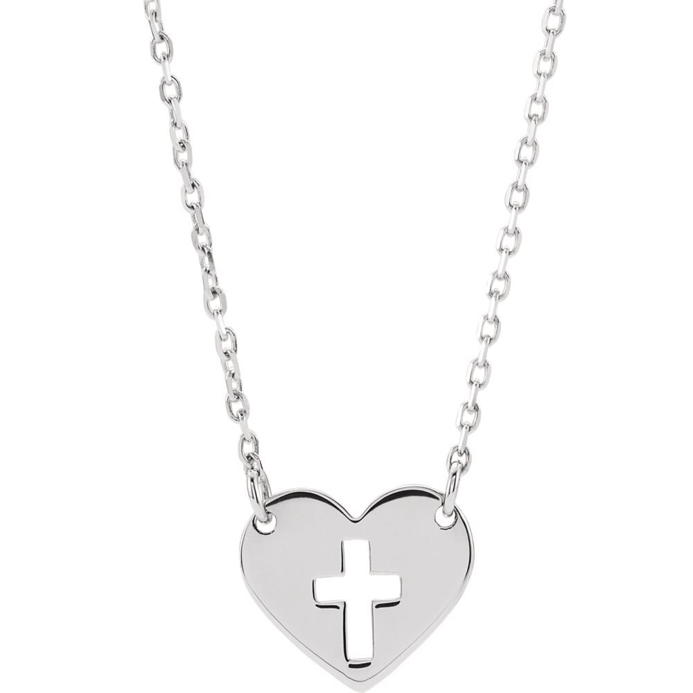 Jewels By Lux Sterling Silver Cross Heart Necklace - Dainty & Elegant Jewelry for Women, Perfect for Gifts, Everyday Wear & Special Occasions