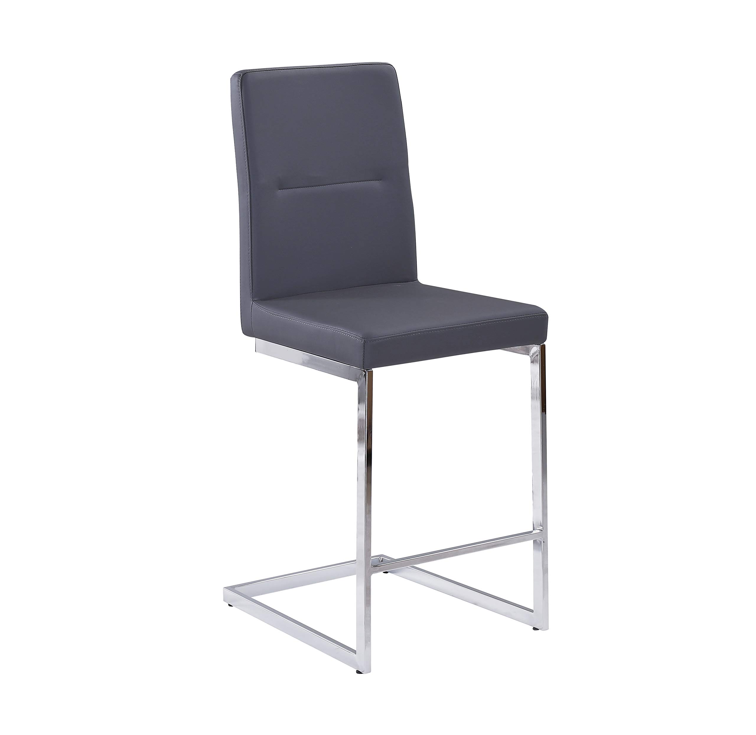 Premium Counter Height Bar Stools - Set of 2 White & High Gloss Gray Modern Kitchen Chairs for Breakfast Nook, Dining Room & Home Bar Seating