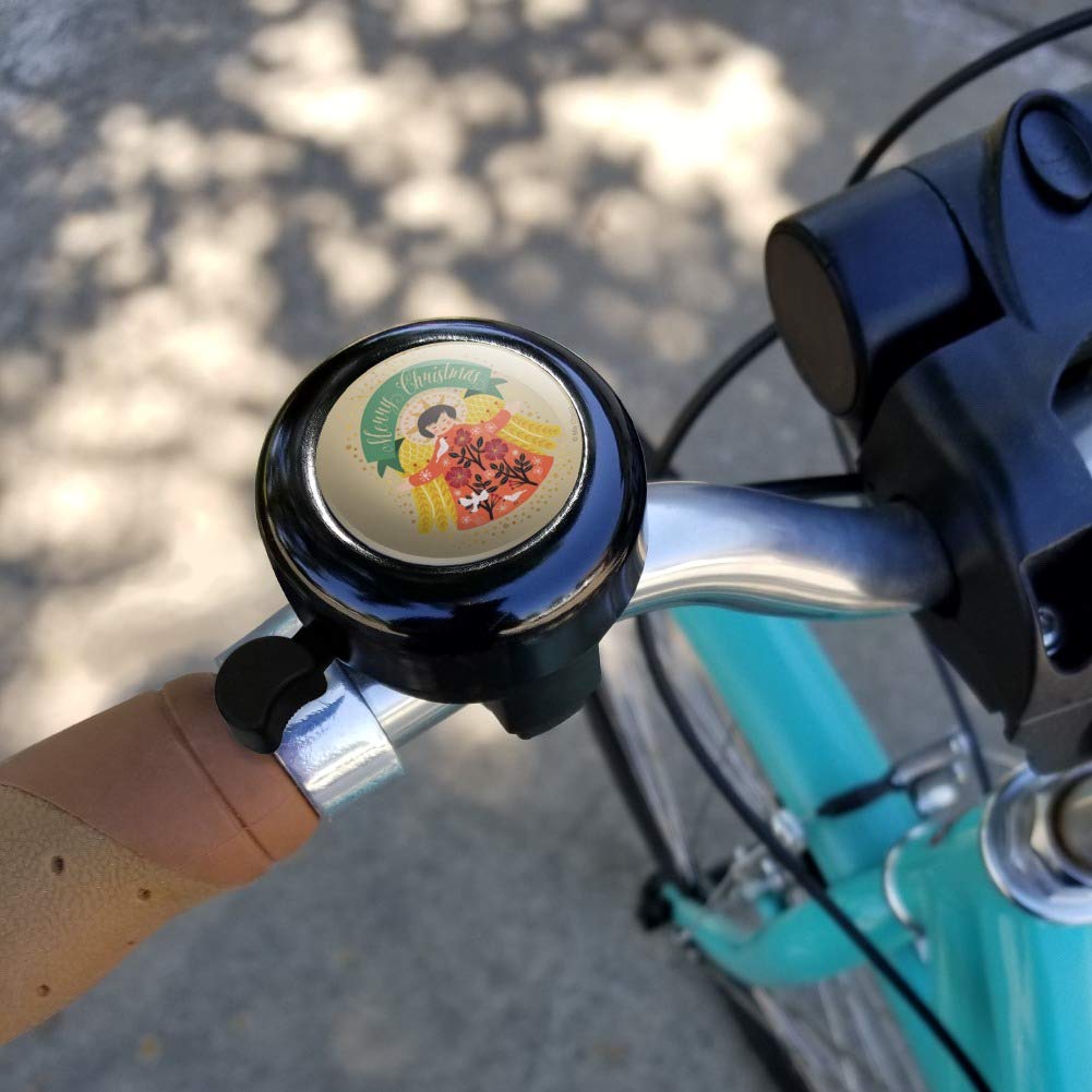 Merry Christmas Angel Bicycle Handlebar Bell - Festive Bike Accessory for Holiday Rides & Cycling Safety | Perfect for Christmas Decorations, Gift Giving & Winter Cycling