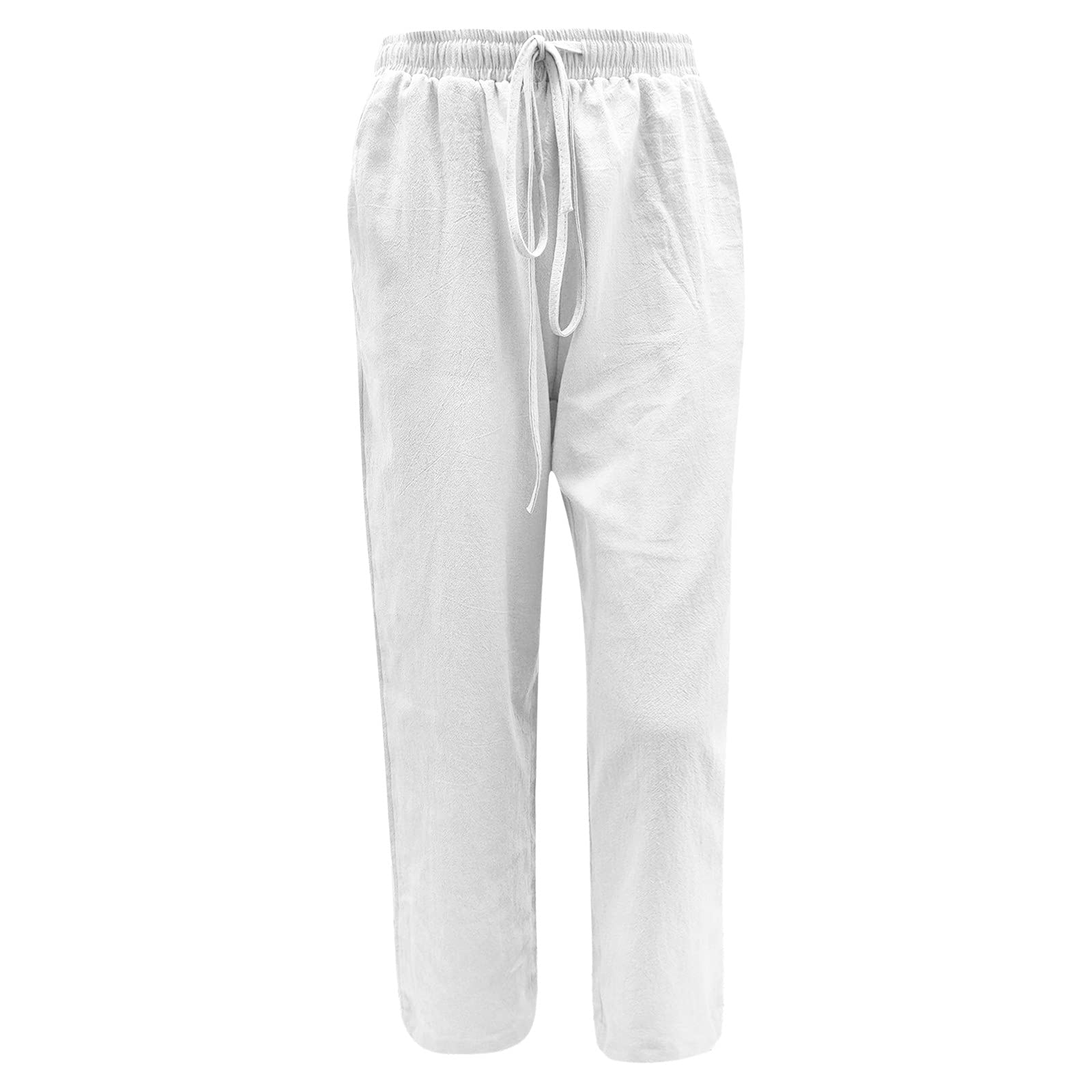 White Linen Pants for Women - Breathable Palazzo Pants Summer Casual Wear - Perfect for Beach, Vacation & Boho Outfits