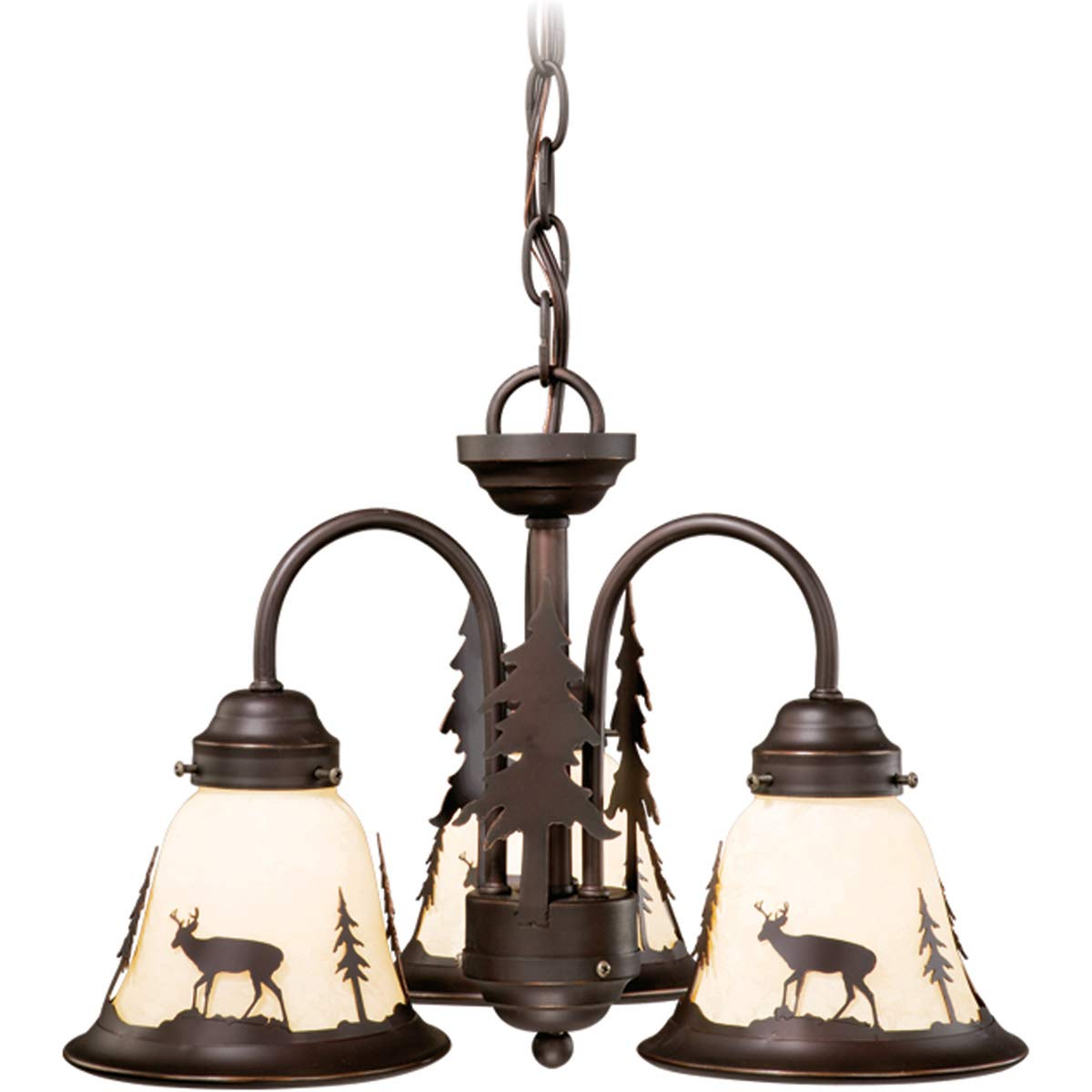**3-Light Burnished Bronze Rustic Deer Ceiling Fan Light Kit - Lodge & Wildlife-Themed Lighting for Cabin, Farmhouse, or Rustic Home Decor**