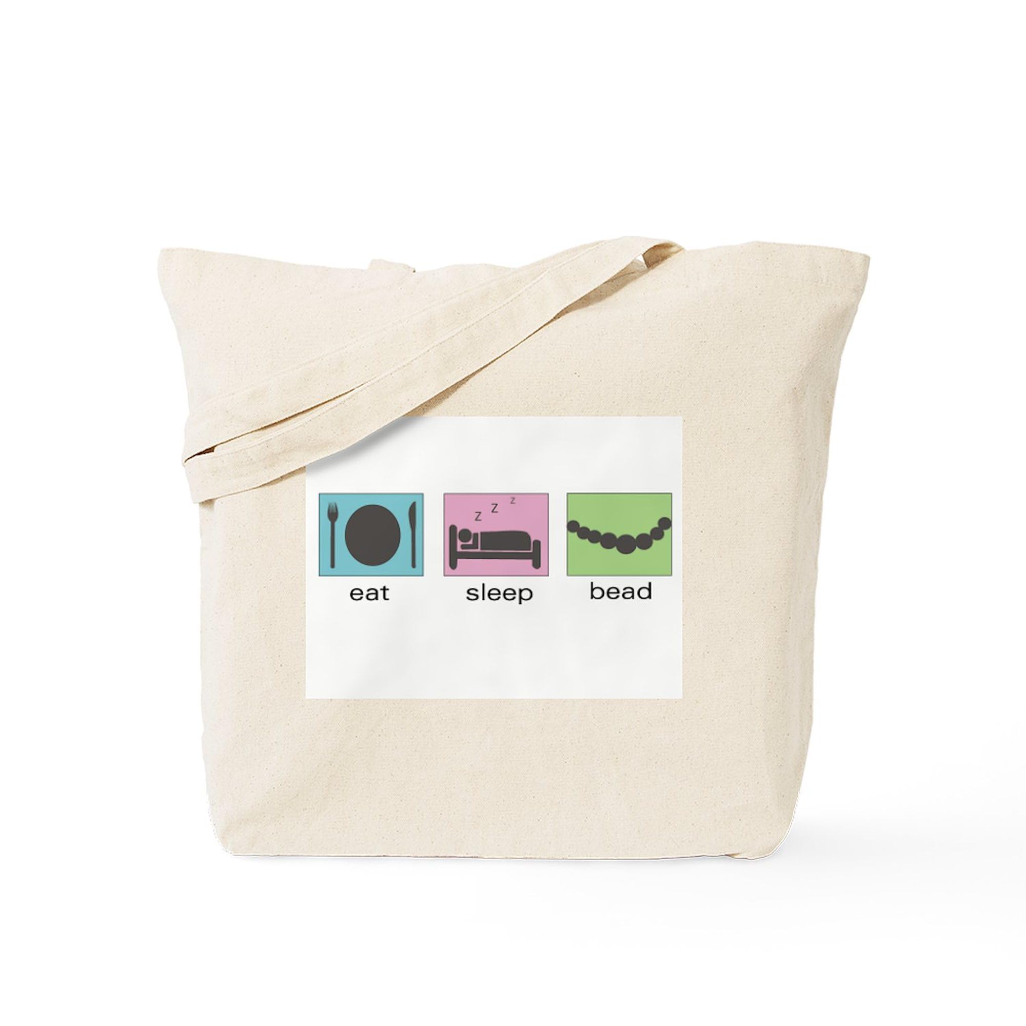 Eat Sleep Bead Natural Canvas Tote Bag - Eco-Friendly Reusable Shopping Bag for Jewelry Making, Craft Shows & Beach Trips
