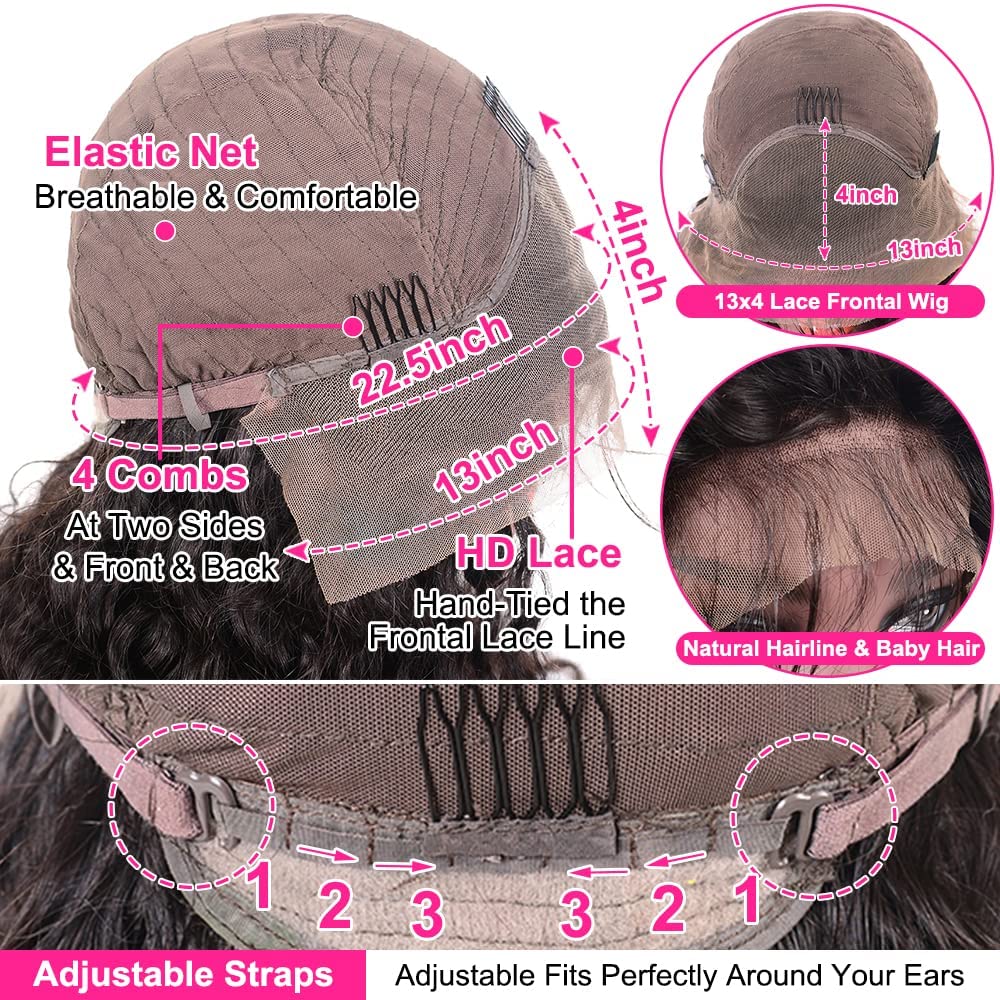Glueless Water Wave Lace Frontal Wig - 16