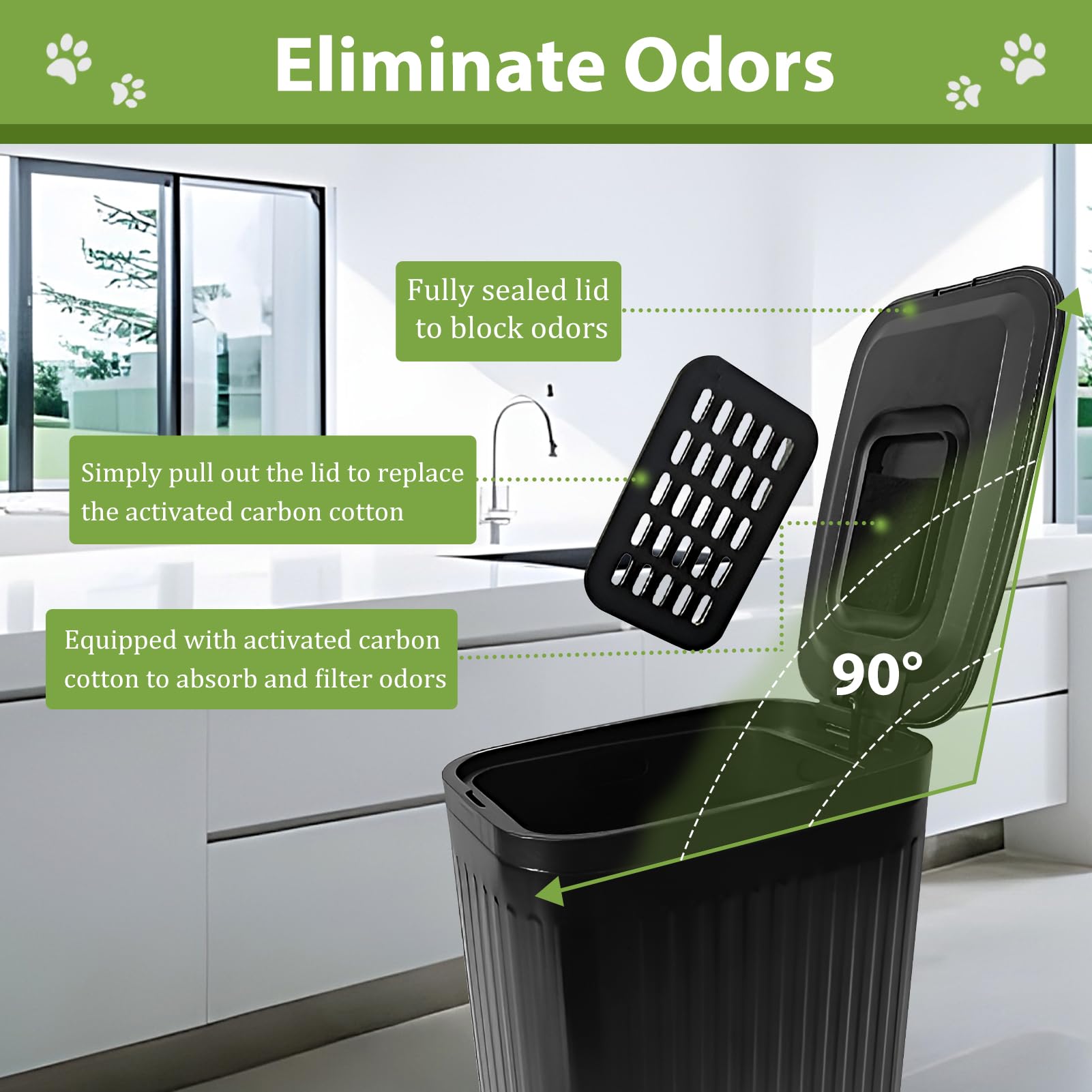5L Dog Waste Trash Can with Lid & Foot Pedal - Outdoor Pet Poop Station with Inner Bucket & 100 Waste Bags - Perfect for Backyard, Garden & Bathroom Use