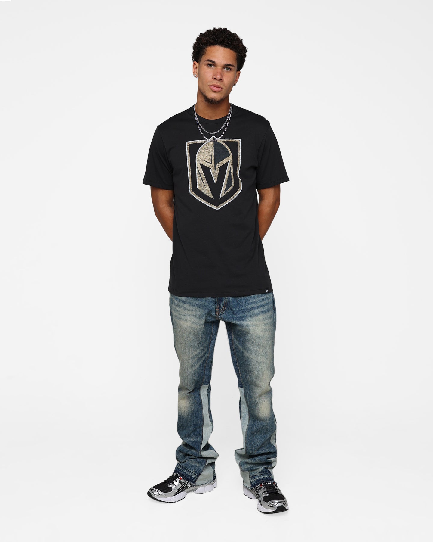 47 Brand Vegas Golden Knights Flint Black T-Shirt for Men - Official NHL Hockey Fan Apparel - Perfect for Game Day, Casual Wear & Sports Events