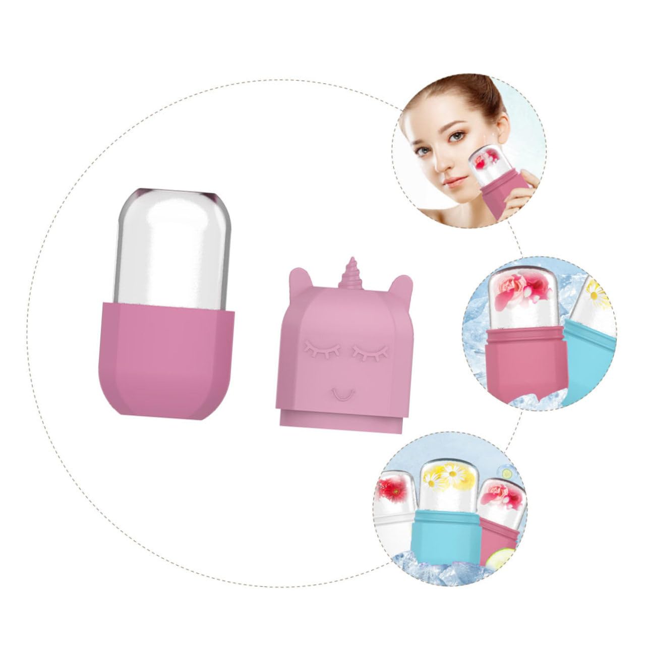 Unicorn Ice Roller for Face - Silicone Ice Face Massager & Beauty Tool with Ice Tray - Reduce Puffiness, Soothe Skin & Refresh Eyes - Perfect for Morning Routine & Post-Workout Skin Care
