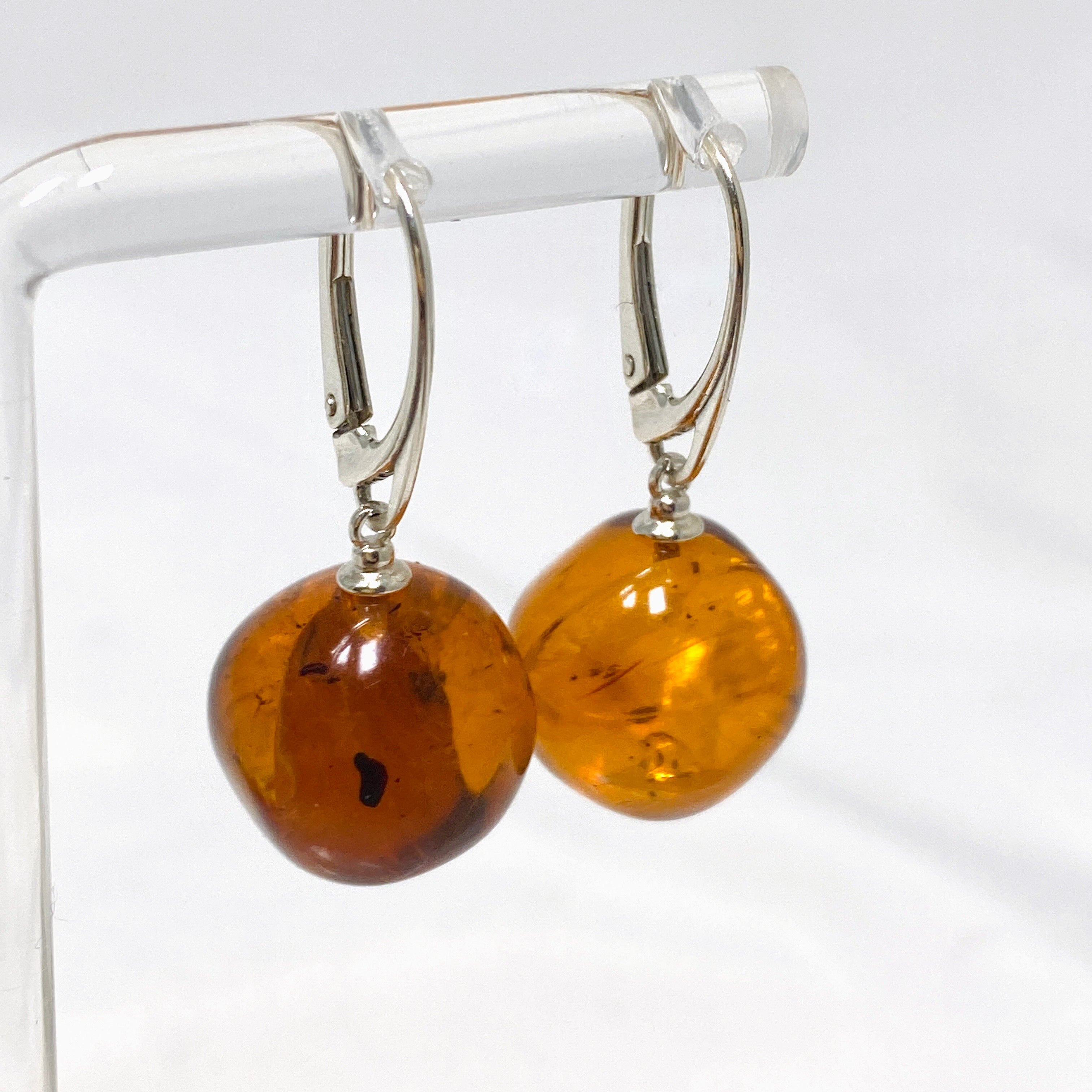 Baltic Cognac Amber Sphere Earrings - Handmade Genuine Amber Jewelry for Women - Perfect for Weddings, Parties & Special Occasions