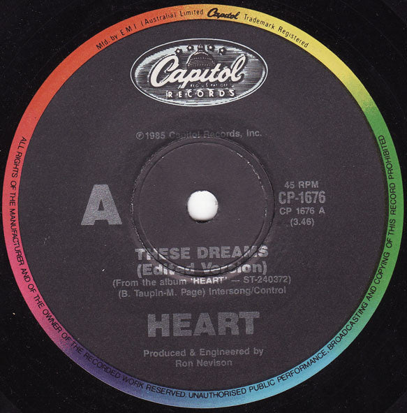 Heart - These Dreams Vinyl Record (VG+ Condition) - Perfect for Collectors & Vintage Music Lovers
