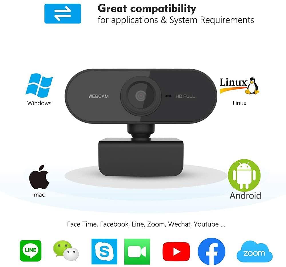 Peak Trading Full HD 1080P Webcam with Built-in Microphone - USB Plug & Play Computer Camera for Laptop, PC & Mac - Perfect for Video Conferencing, Live Streaming, Online Classes & Remote Work