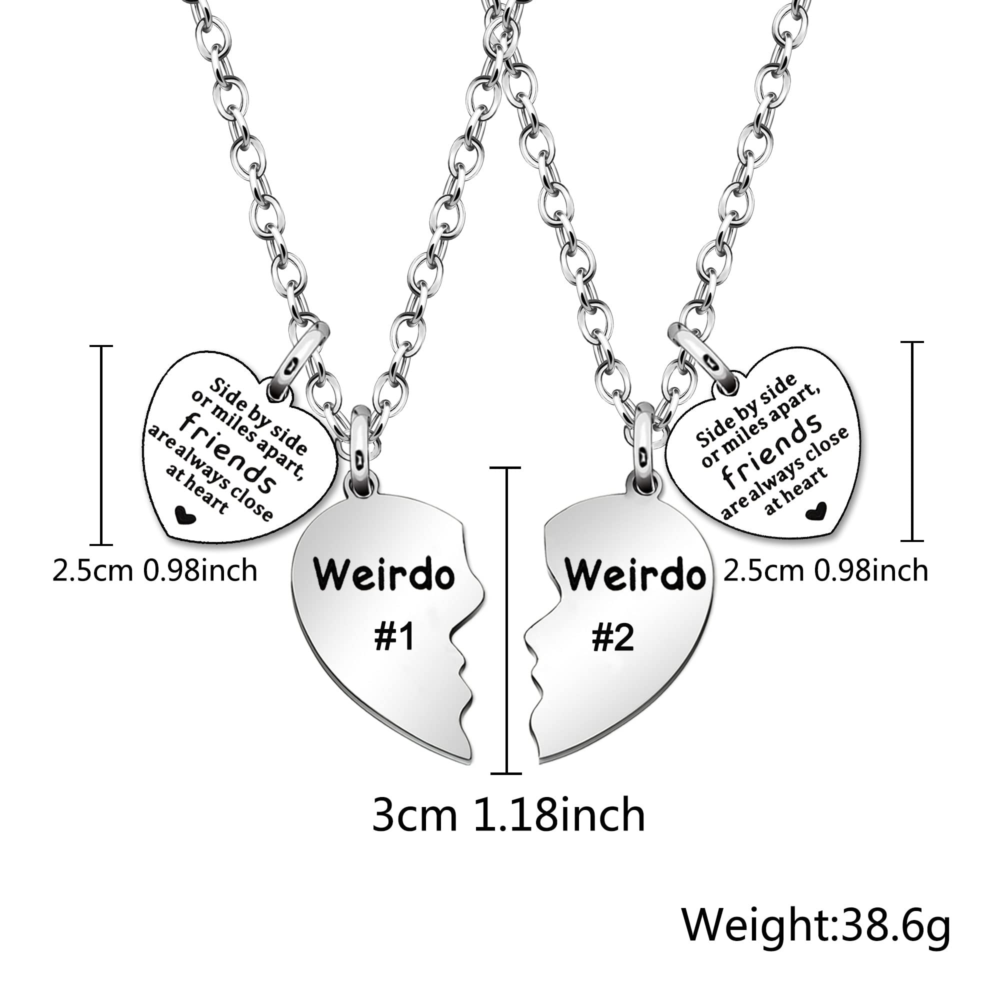 Weirdo #1 & Weirdo #2 Matching Necklace Set - Best Friendship & Couple Gifts for Women & Men - Bee Happy Necklaces for Sisters, Best Friends, Lovers - Birthday, Christmas Gifts for Her & Him - Perfect for Anniversaries, Valentine's Day & Everyday Wear