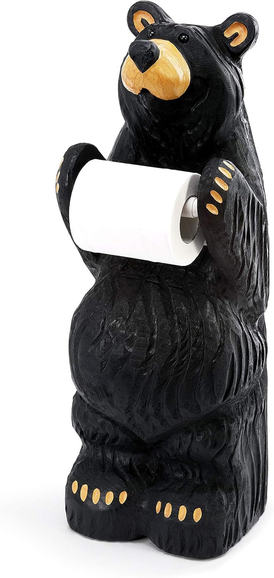 DEMDACO Bearfoots by Jeff Fleming - Little Johnny Bear Midnight Black Resin Stone Toilet Paper Holder (21
