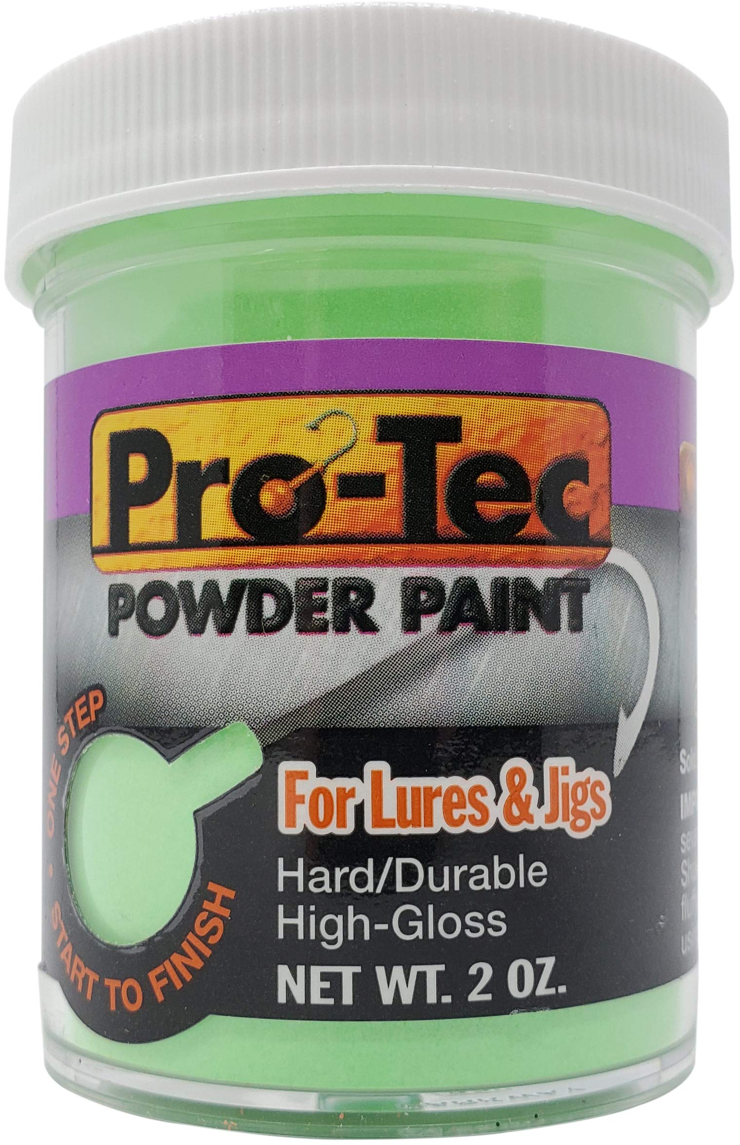 Pro-Tec Jigs and Lures Powder Paint - Glow Bright Green Fishing Lure Paint for Jig Heads | High-Performance Coating for Bass, Walleye & Saltwater Fishing | Perfect for Night Fishing & Deep Water Angling