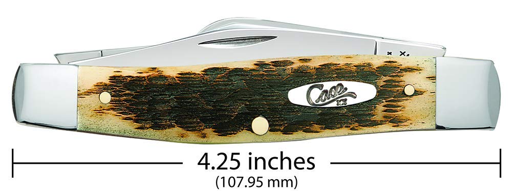 Case XX WR Pocket Knife - Amber Jigged Bone Large Stockman CV #204 (6375 CV) - 4.25 Inch Closed - Hunting, Camping & Outdoor EDC Tool
