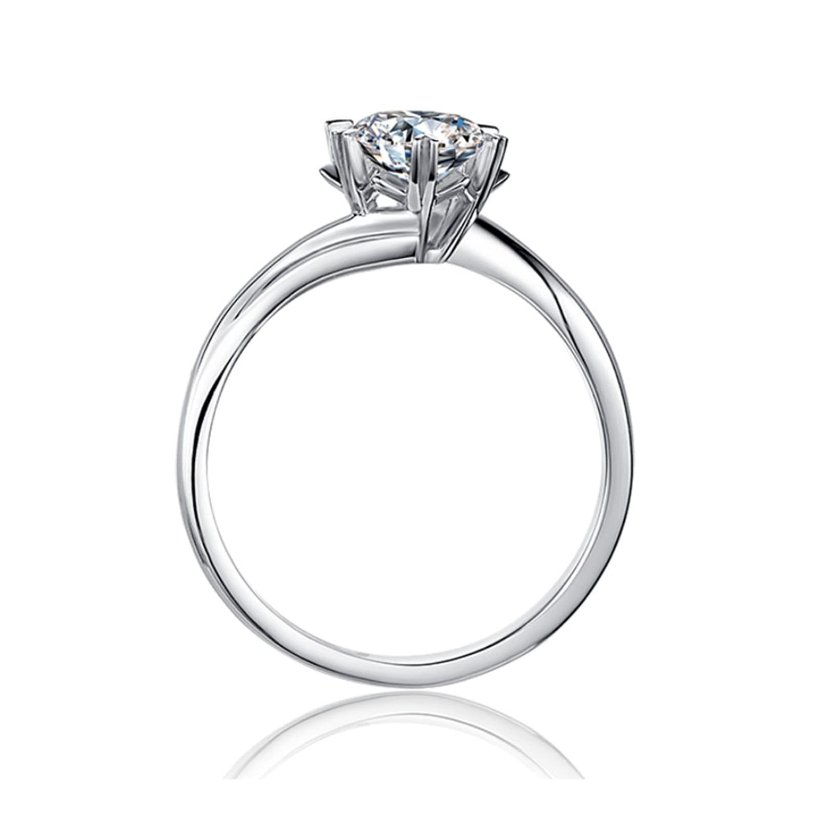 Gualiy Women's Wedding Ring - Sterling Silver Eternity Band with 1 Carat Moissanite & Snowflake Solitaire Design | Elegant Bridal Jewelry for Engagement, Anniversary & Special Occasions