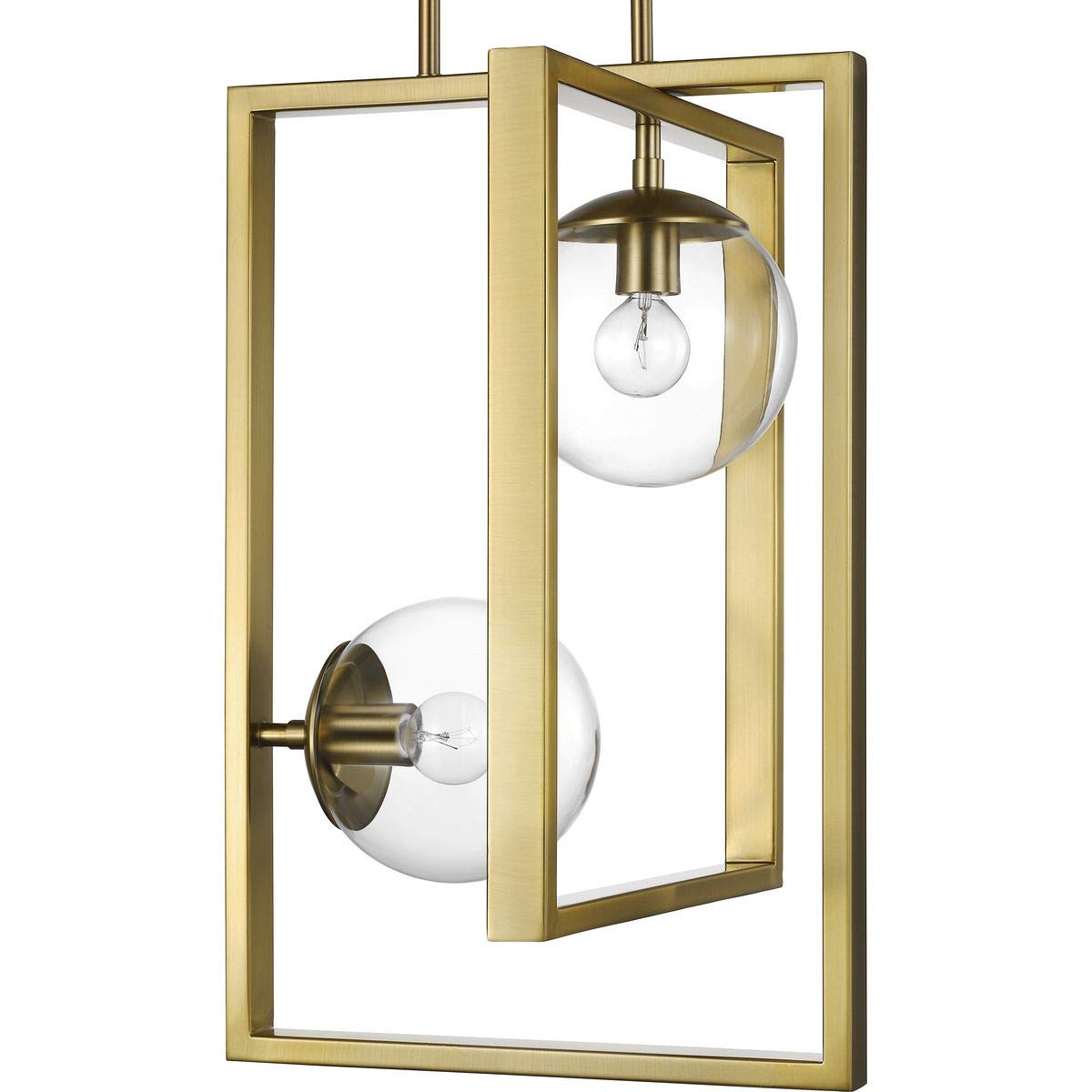Atwell Collection 2-Light Clear Glass Luxe Pendant Light Fixture in Brushed Bronze - Modern Dining Room & Kitchen Island Lighting