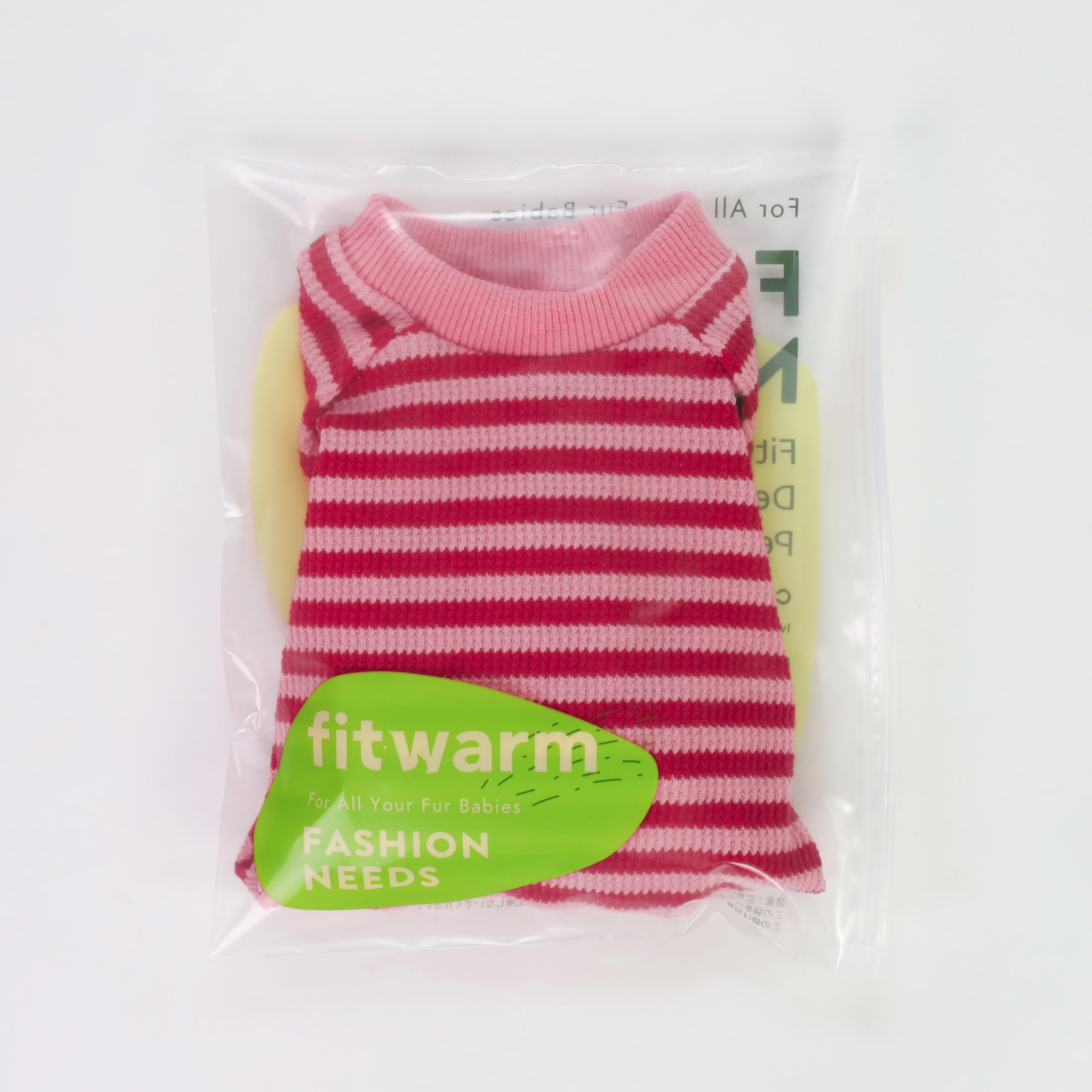 Fitwarm Pink & Red Striped Dog Pajamas - Waffle Knit Pet Onesie with Feet for Small Dogs & Cats (XS) - Cozy Winter Sleepwear for Puppies & Kittens