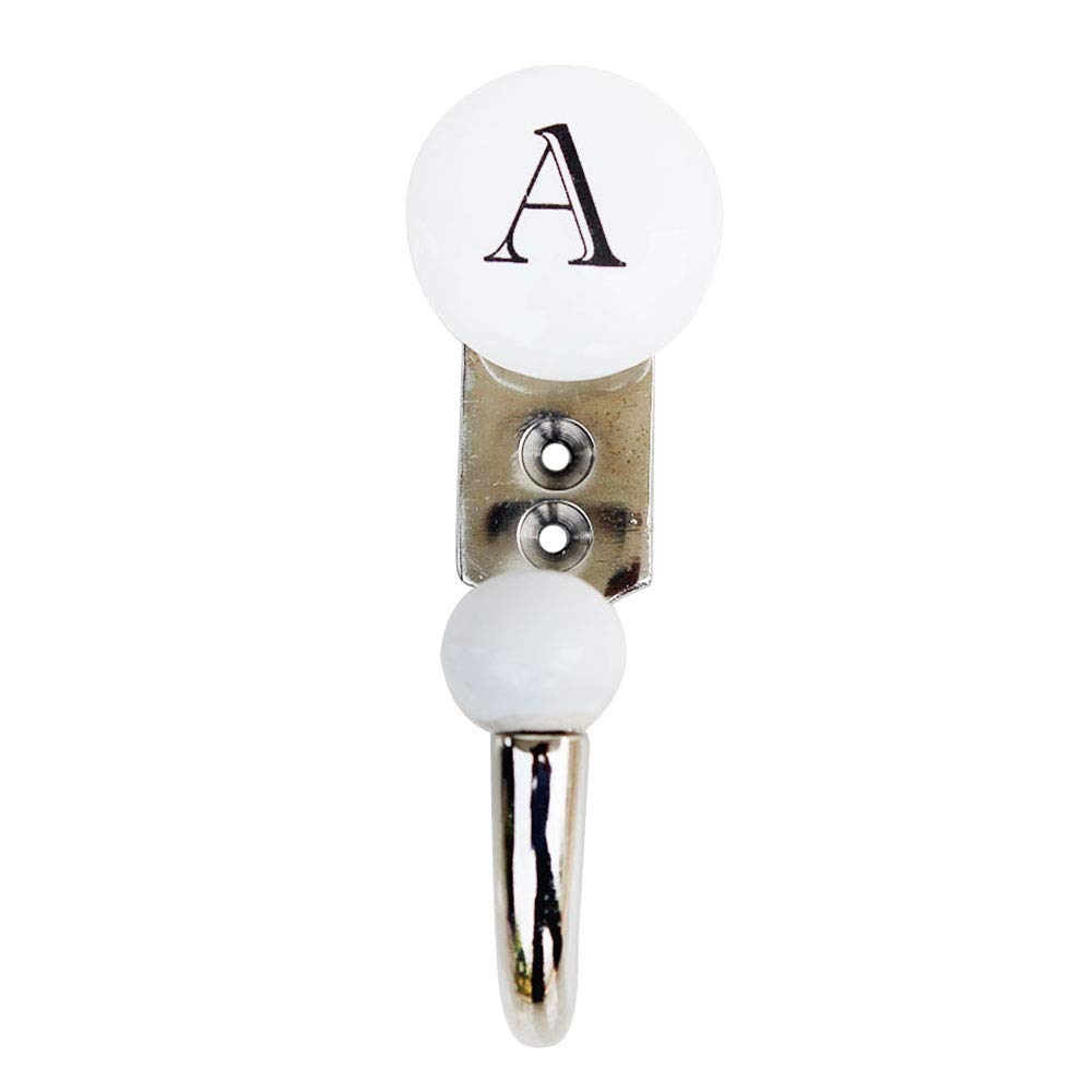 IndianShelf Ceramic Alphabet A Hooks - White Wall Hanging Décor for Kitchen, Bathroom & Bedroom Organization - 1 Piece