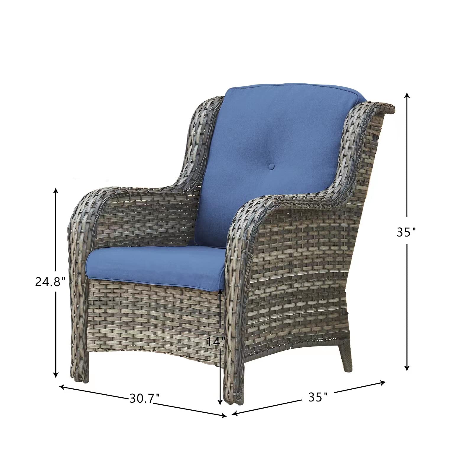 HUMMUH 4-Piece Outdoor Patio Furniture Set - PE Wicker Rattan Loveseat Sofa, 2 Chairs & Coffee Table - Weather-Resistant Garden, Poolside, Backyard, Deck Conversation Set for Relaxing & Entertaining