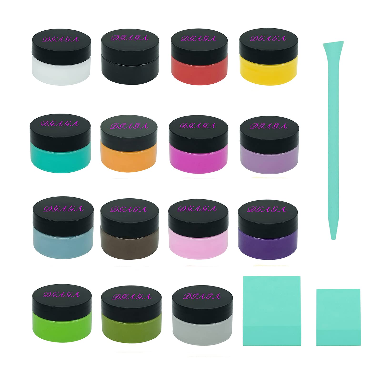 DGAGA 15 Colors Chalk Paste Set for Stencils & DIY Crafts - Non-Toxic Chalk Paint Kit with Squeegees (40ml/Jar) for Wood Furniture, Chalkboard, Fabric & Home Decor Painting - Perfect for Screen Printing, Wall Art & Creative DIY Projects