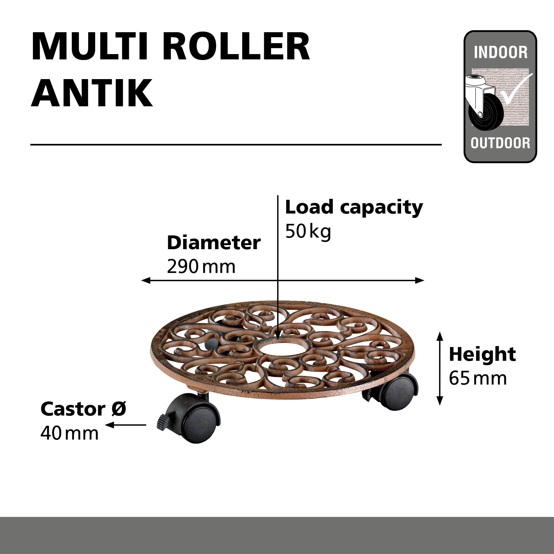 20092501 Multi-Roller Anti-Tip Gardening Wagon - Heavy Duty Cast Iron Utility Cart for Yard Work, Landscaping & Farm Use | Perfect for Transporting Soil, Plants & Gardening Tools