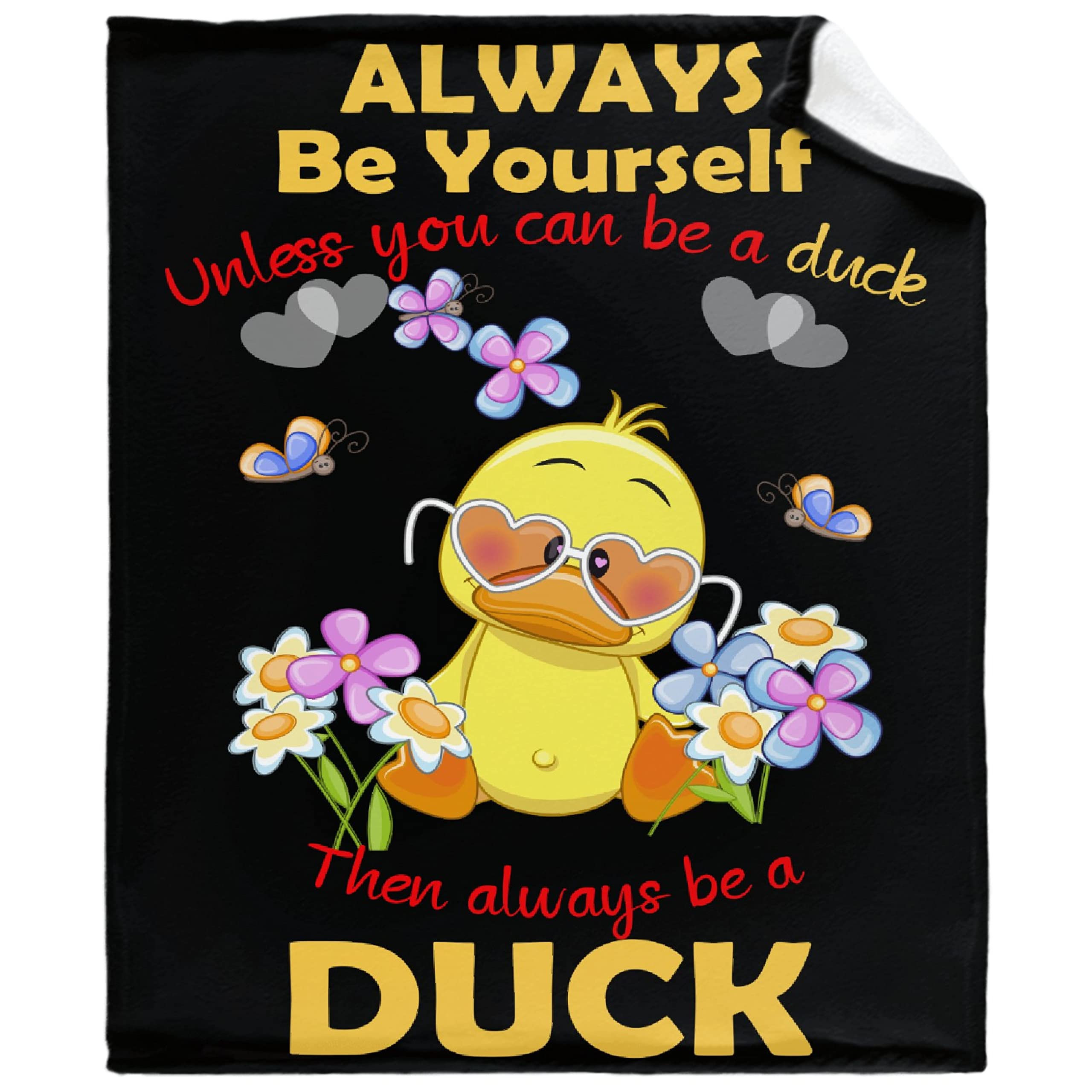 Soft Plush Duck Blanket - Extra Large 120x90In Yellow Flannel Fleece Throw for Boys & Girls - Cute Cartoon Duck Decor Lightweight Blanket for Bed, Couch, Chair - Perfect Gift for Kids & Anime Fans