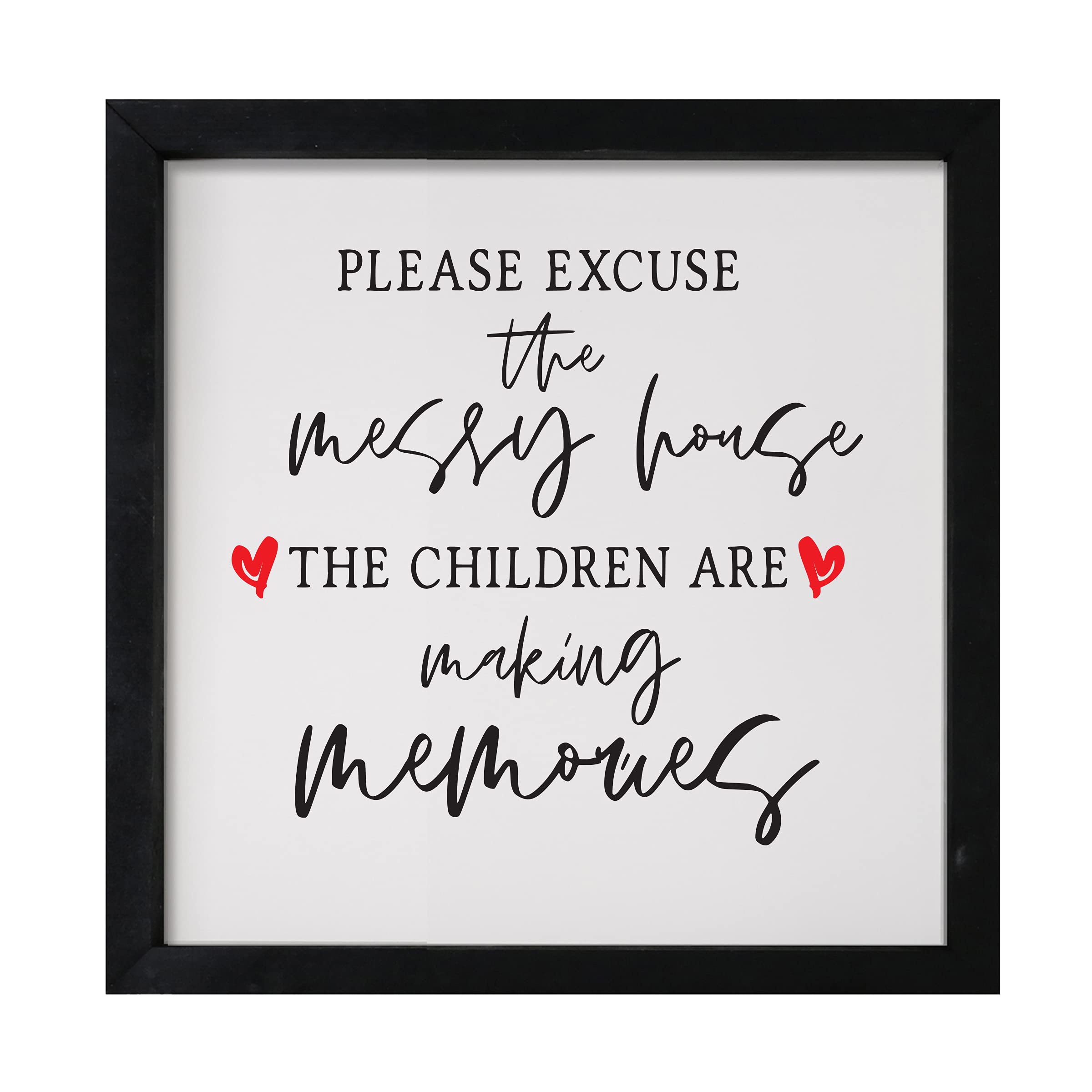 LifeSong Milestones Custom Inspirational Wooden Wall Art - 7x7 Framed Shadow Box with Funny Modern Quotes - Perfect for Home Office Decor, Housewarming Gift & Nursery Wall Hanging (Black)