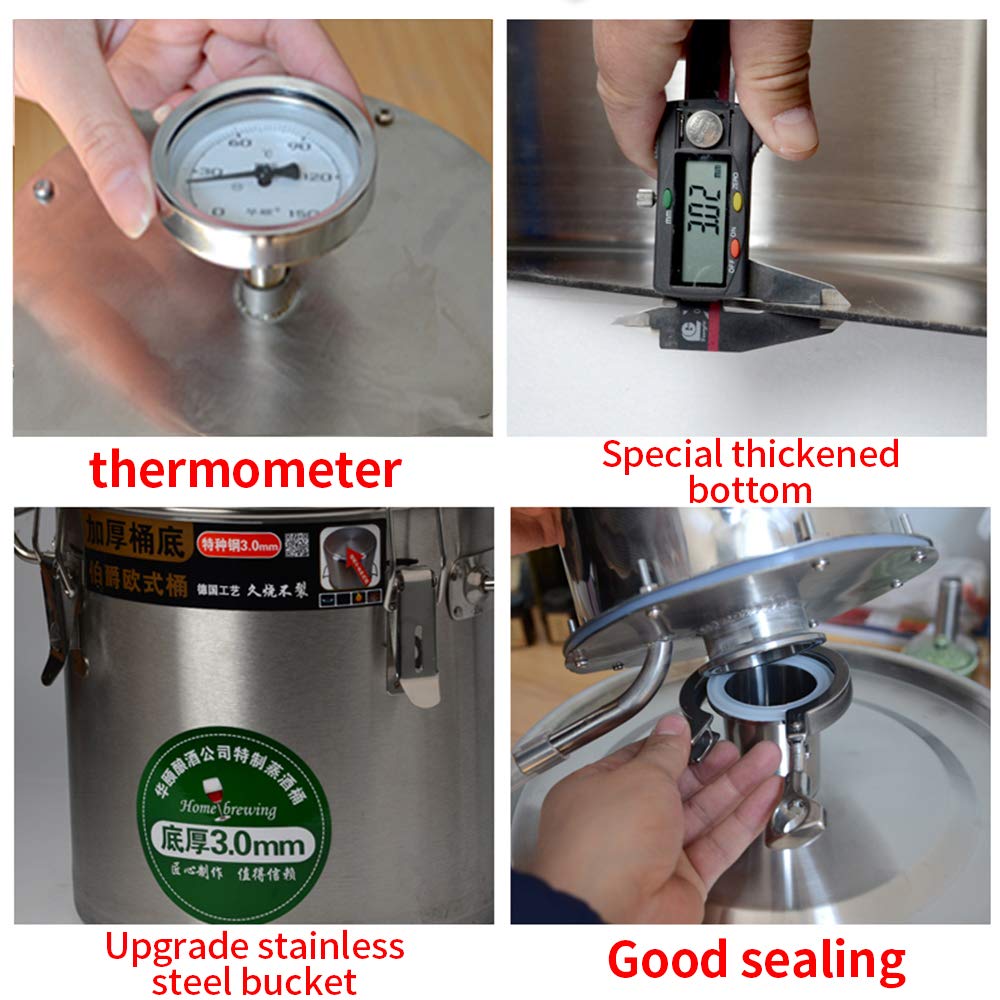 Premium Moonshine Still Kit for Home Distilling - Alcohol & Essential Oil Boiler with Built-in Thermometer - Perfect for Whiskey, Vodka, and DIY Essential Oils Making