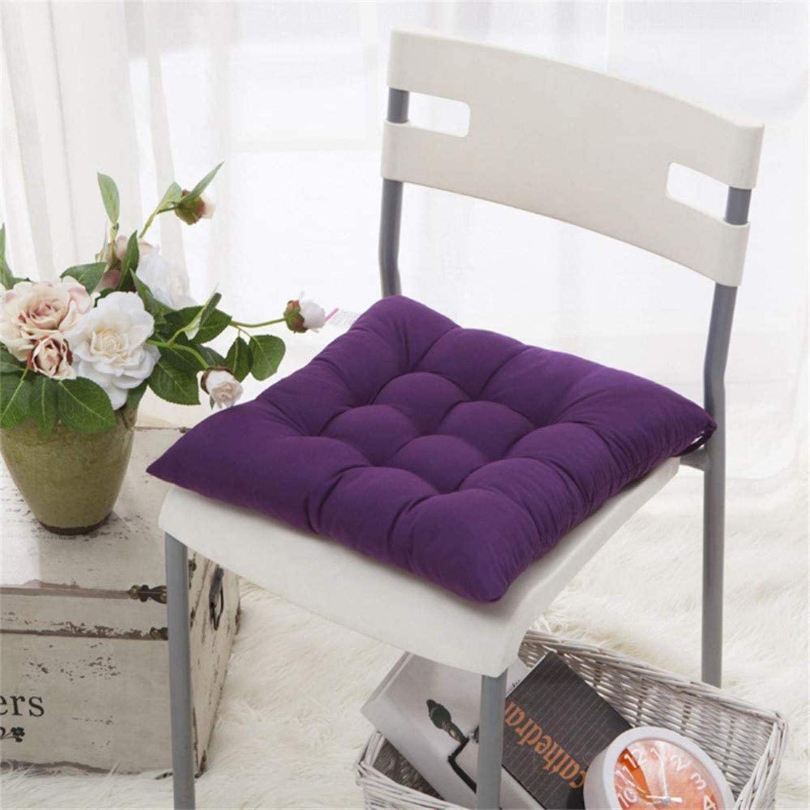 4-Piece Set of Extra Thick Comfortable Dining Chair Cushions with Ties - Breathable Rattan Seat Pads for Kitchen, Patio, and Outdoor Furniture - Perfect for Dining Rooms, Decks, and Backyard Gatherings