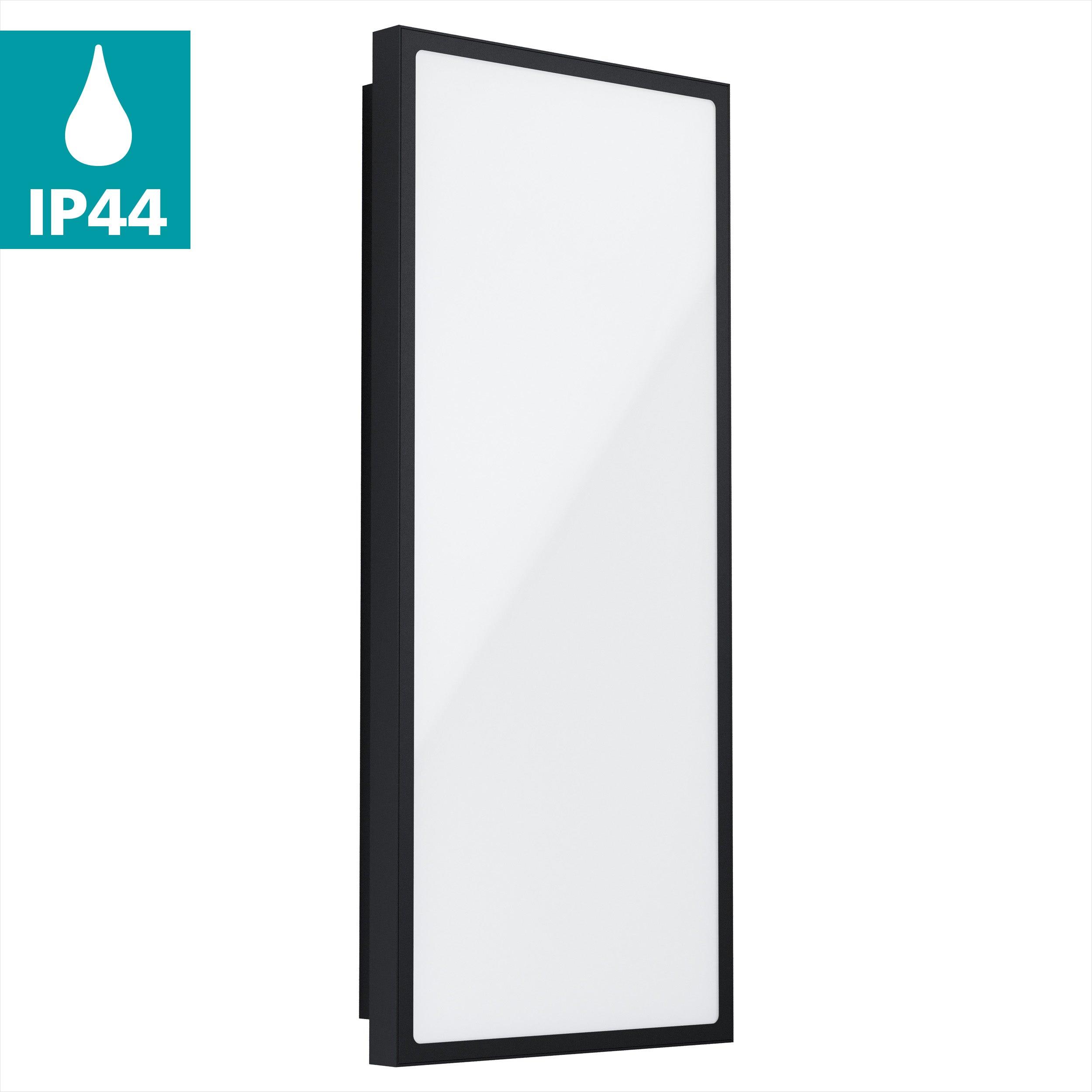 Eglo Casazza Outdoor Black LED Panel Wall Light - IP44 Waterproof - Modern Exterior Lighting for Patio, Garden, and Porch