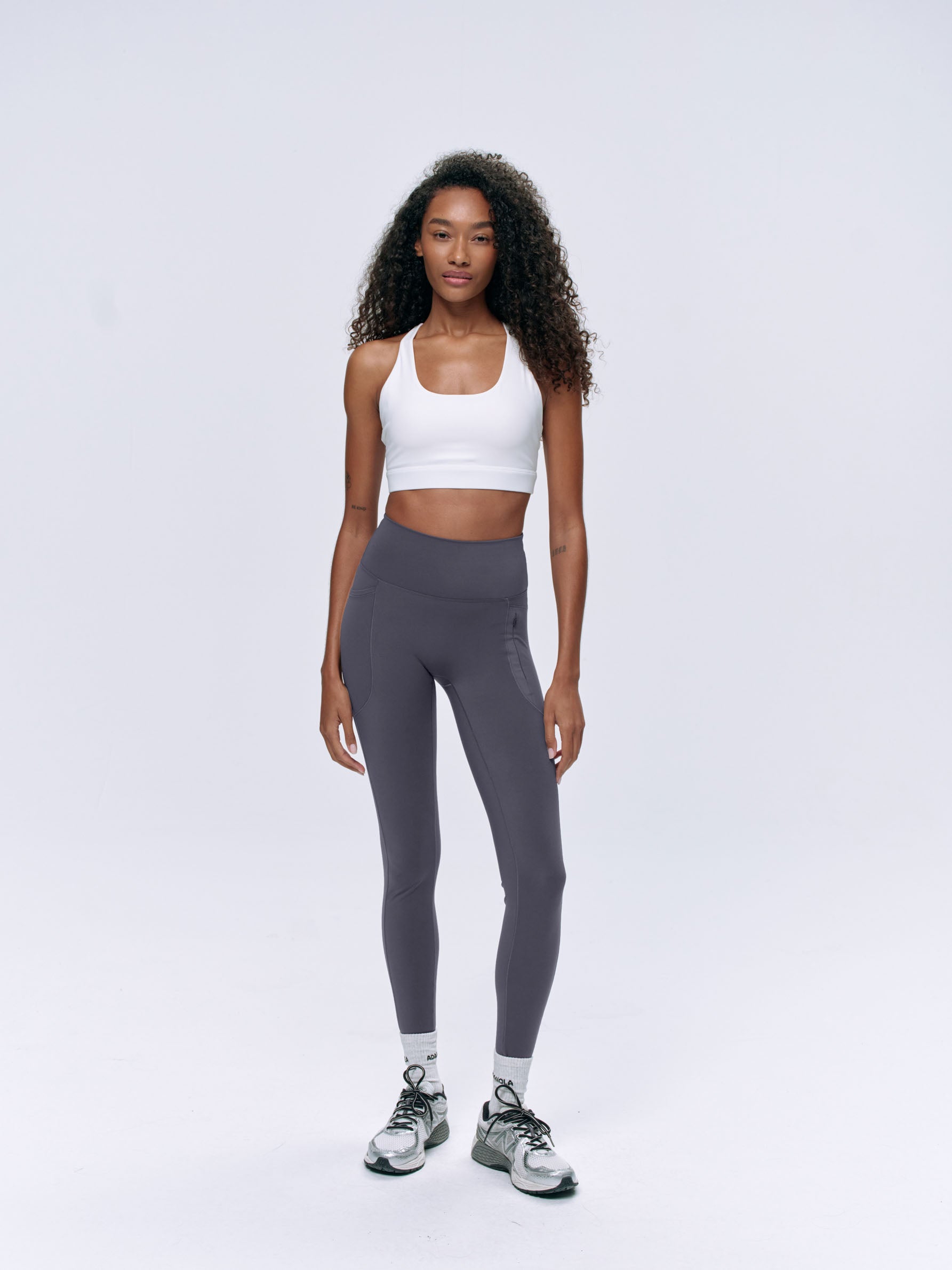 Ultimate Seam Detail Zip Pocket Leggings - Dark Grey | High Waisted Workout Yoga Pants for Women | Gym Running Travel & Everyday Wear