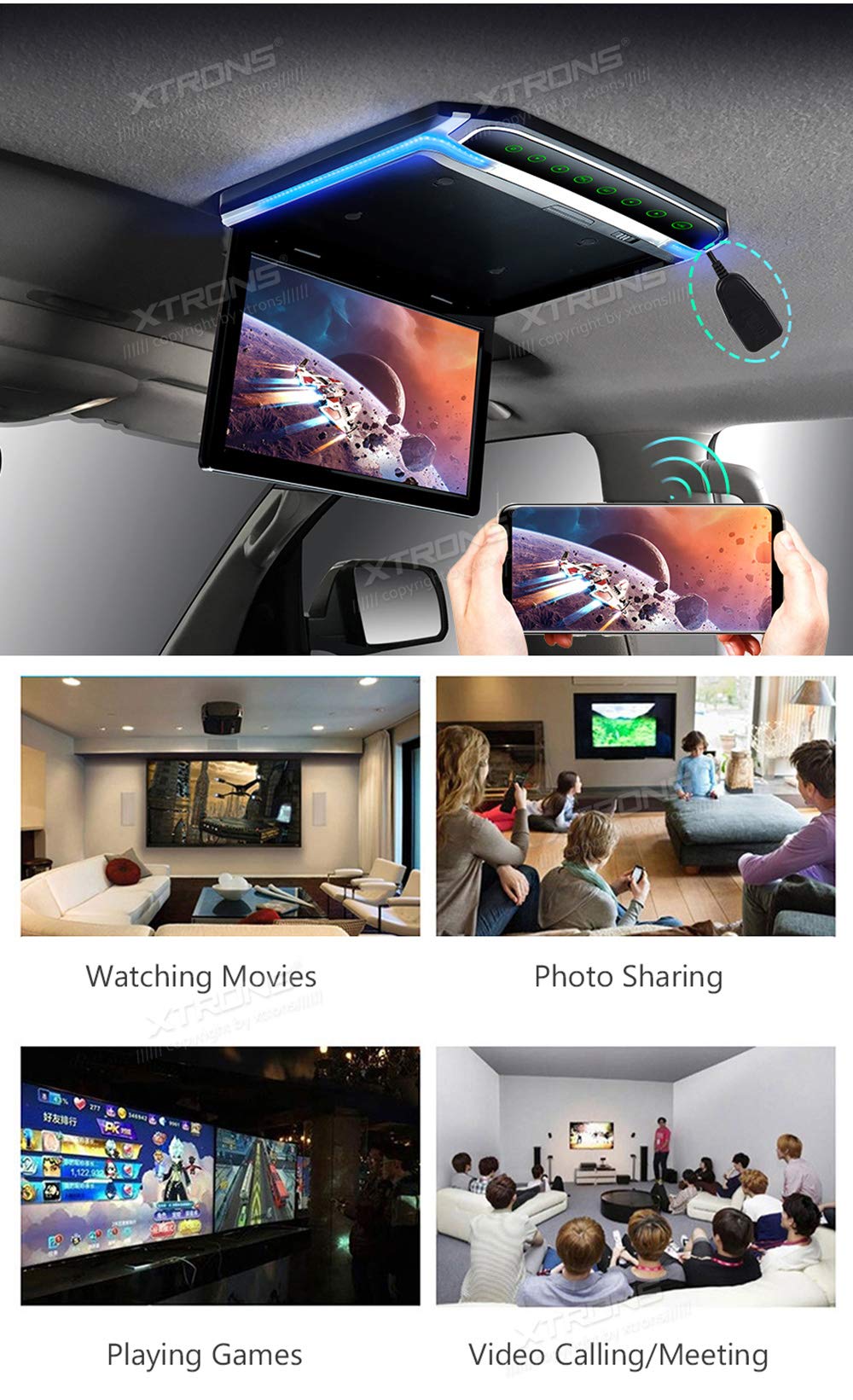 XTRONS 4K Wireless Display Adapter - Airplay & Miracast HDMI Dongle for Smart TV, Screen Mirroring Receiver for iOS Android Devices, Monitor & Projector | Perfect for Home Theater, Office Presentations & Gaming