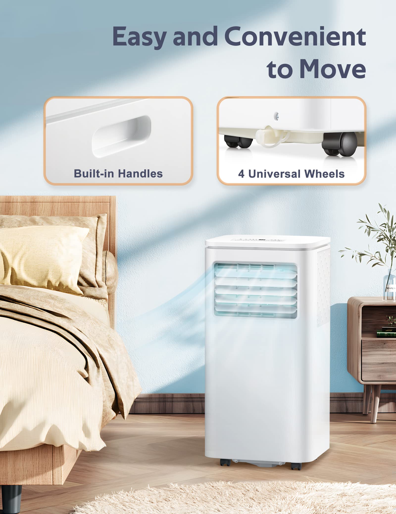 ZAFRO 8,000 BTU Portable Air Conditioner - Cool Rooms Up to 350 Sq.Ft with Remote Control, Digital Display & 24H Timer | Perfect for Home, Office, Dorm & Small Spaces | Easy Installation Kit Included (White)