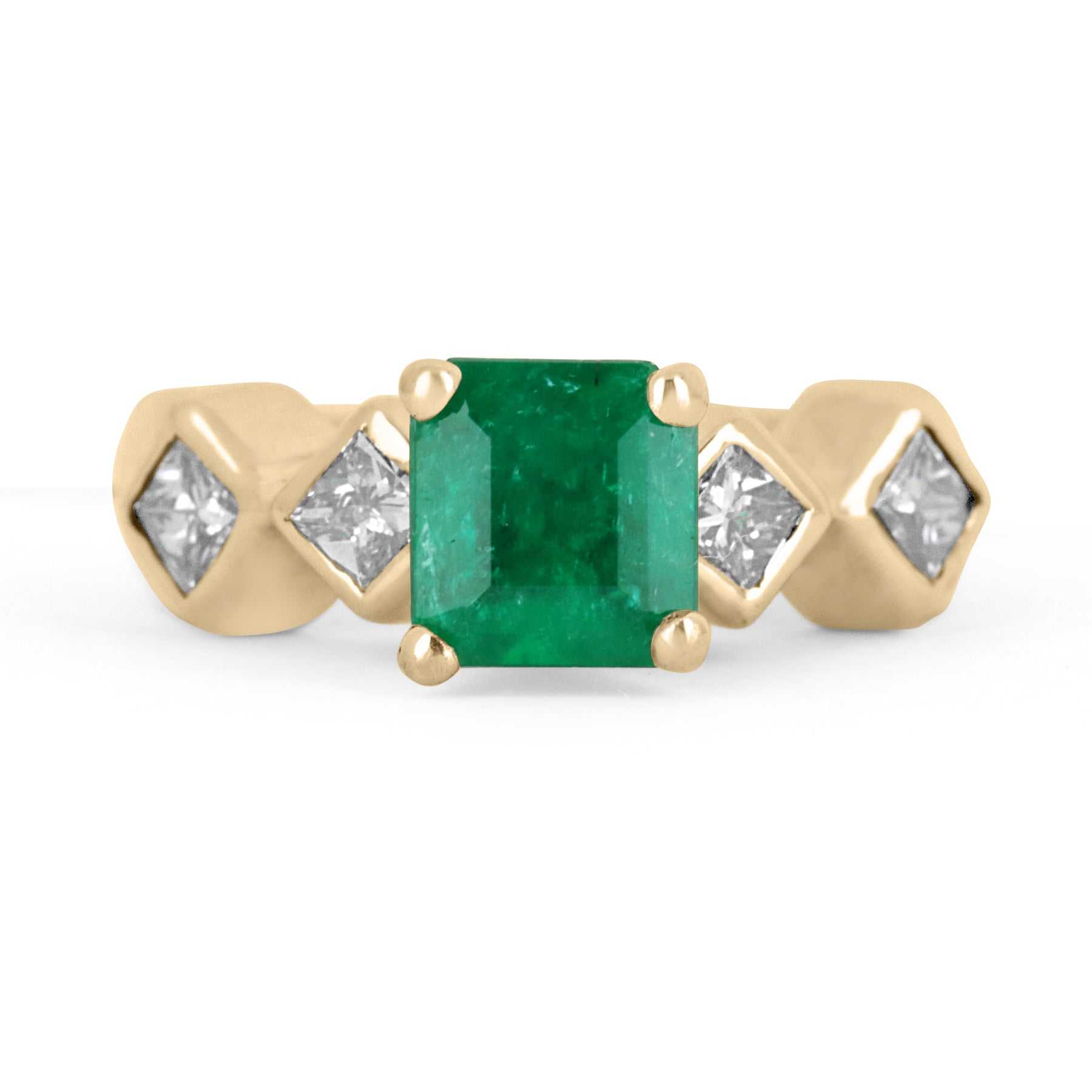 1.97tcw Colombian Emerald & Princess Cut 14K Gold Anniversary Ring for Women - Perfect Gift for Wife, Mother, Daughter on Birthday, Valentine's Day or Anniversary