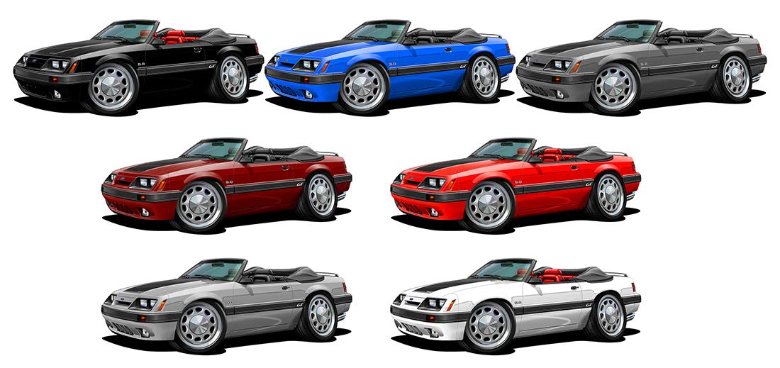 1985-1986 Ford Mustang GT 5.0 Convertible Wall Decal (4ft) - Car Room Decor