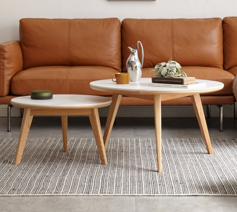 Solid Oak & Black Walnut Coffee Table with Slate Top - Rustic Modern Living Room Furniture for Home Decor