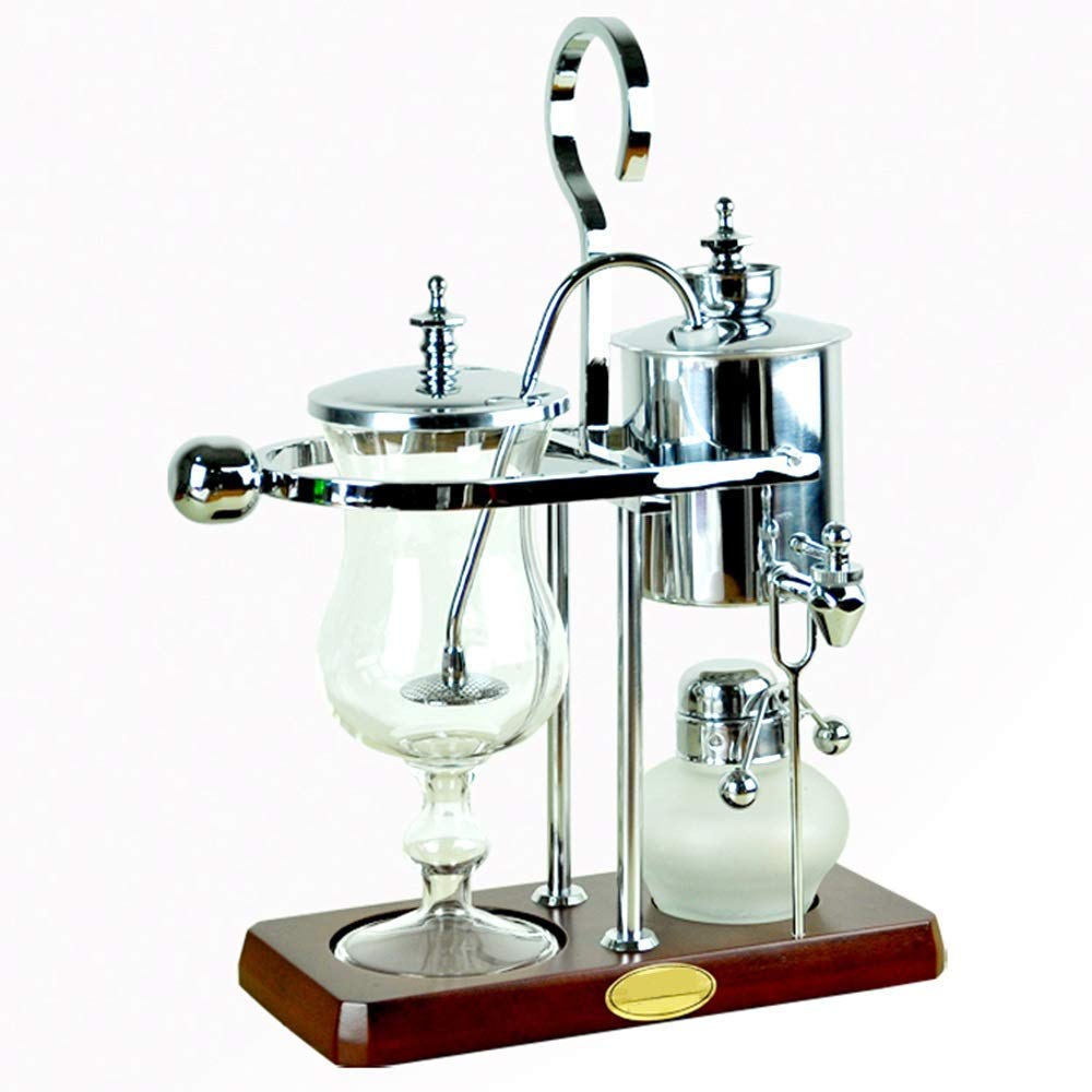 Premium Stainless Steel Siphon Coffee Maker - Retro Style Vacuum Coffee Pot with Built-in Grinder Set for Home & Office Use (Silver, 35.5x10cm) | Perfect for Espresso, Latte & Pour Over Brewing | Ideal Gift for Coffee Lovers