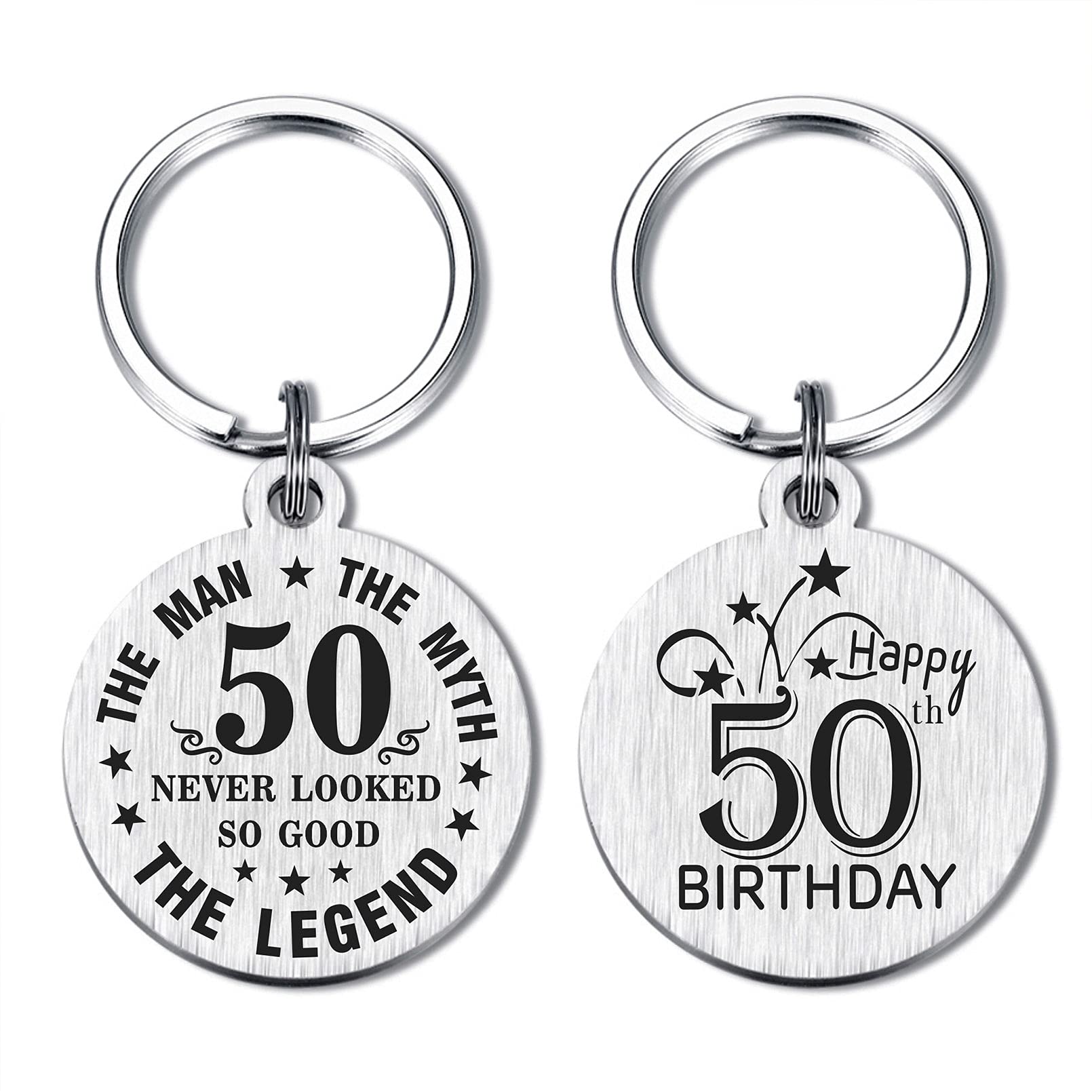 Vintage 50th Birthday Gifts for Men - Personalized 50 Year Old Keychain for Him - Perfect for Birthday Party Decorations, Anniversary Celebrations & Retirement Gifts