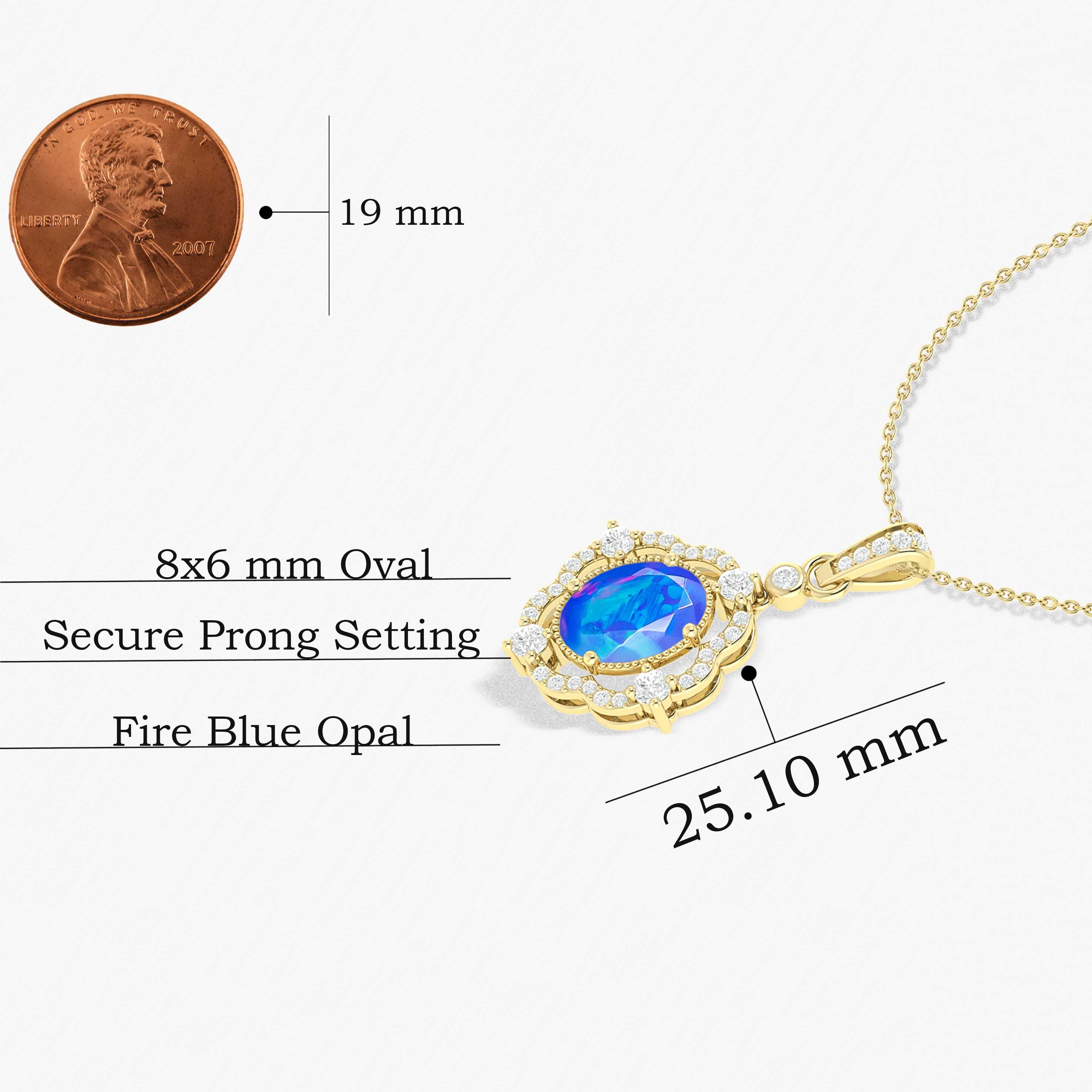 Blue Opal Gemstone Charm Pendant Necklace - Elegant Healing Crystal Jewelry for Women - Perfect for Meditation, Spiritual Gifts & Boho Fashion