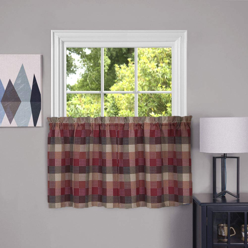 Farmhouse Curtains with Rod Pocket - Buffalo Plaid Gingham Design - 57