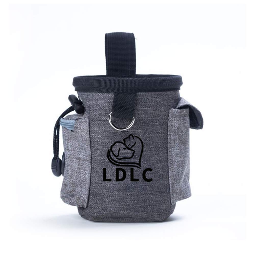 LDLC Dog Treat Pouch with Waist Clip - Pet Training & Hiking Snacks Holder (Light Grey)