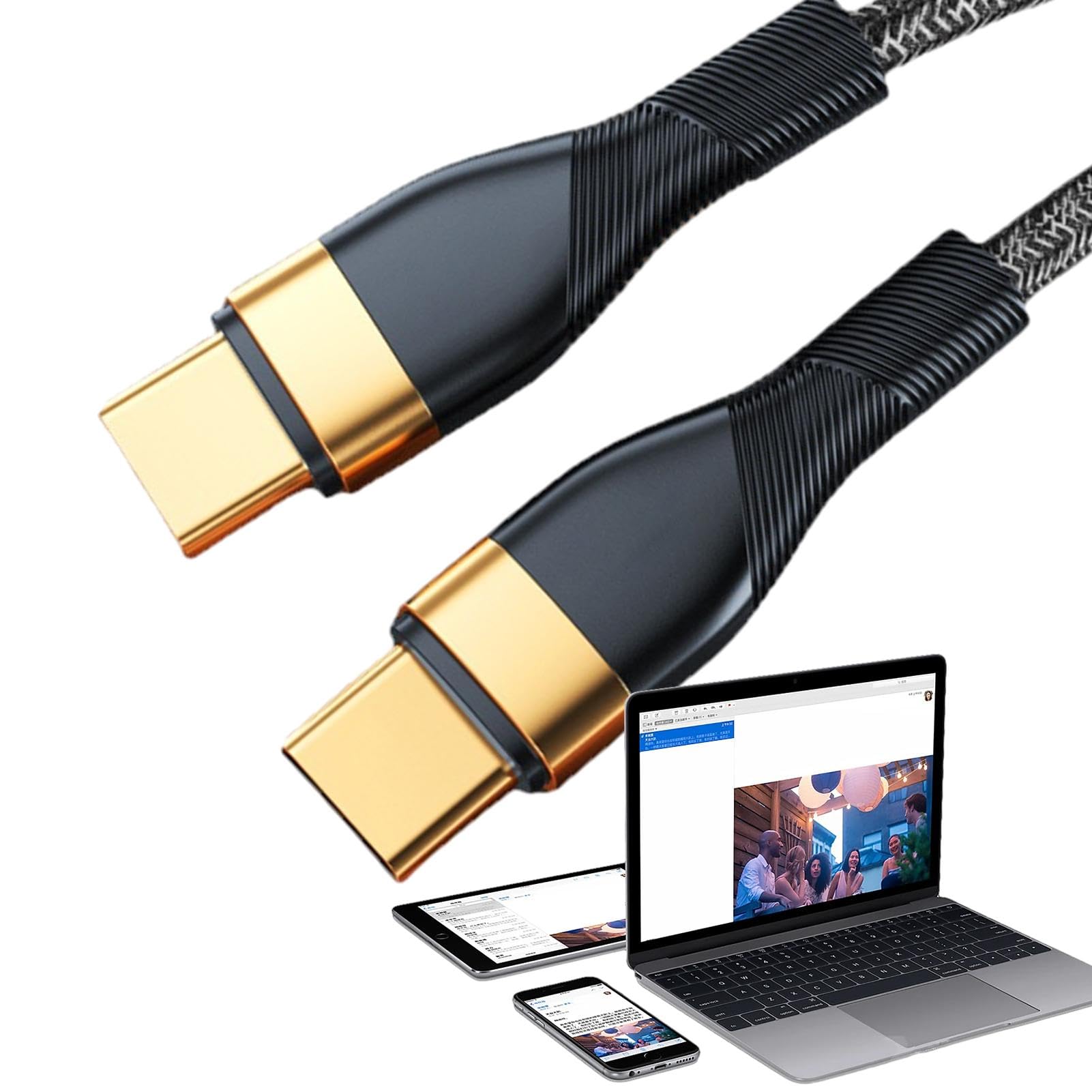 120W Fast Charging USB C to USB C Cable - 6ft USB Type C Charger Cord for iPhone 15, Samsung Galaxy, MacBook, iPad Pro - Durable Nylon Braided USB-C Cable for Quick Charging at Home, Office & Travel