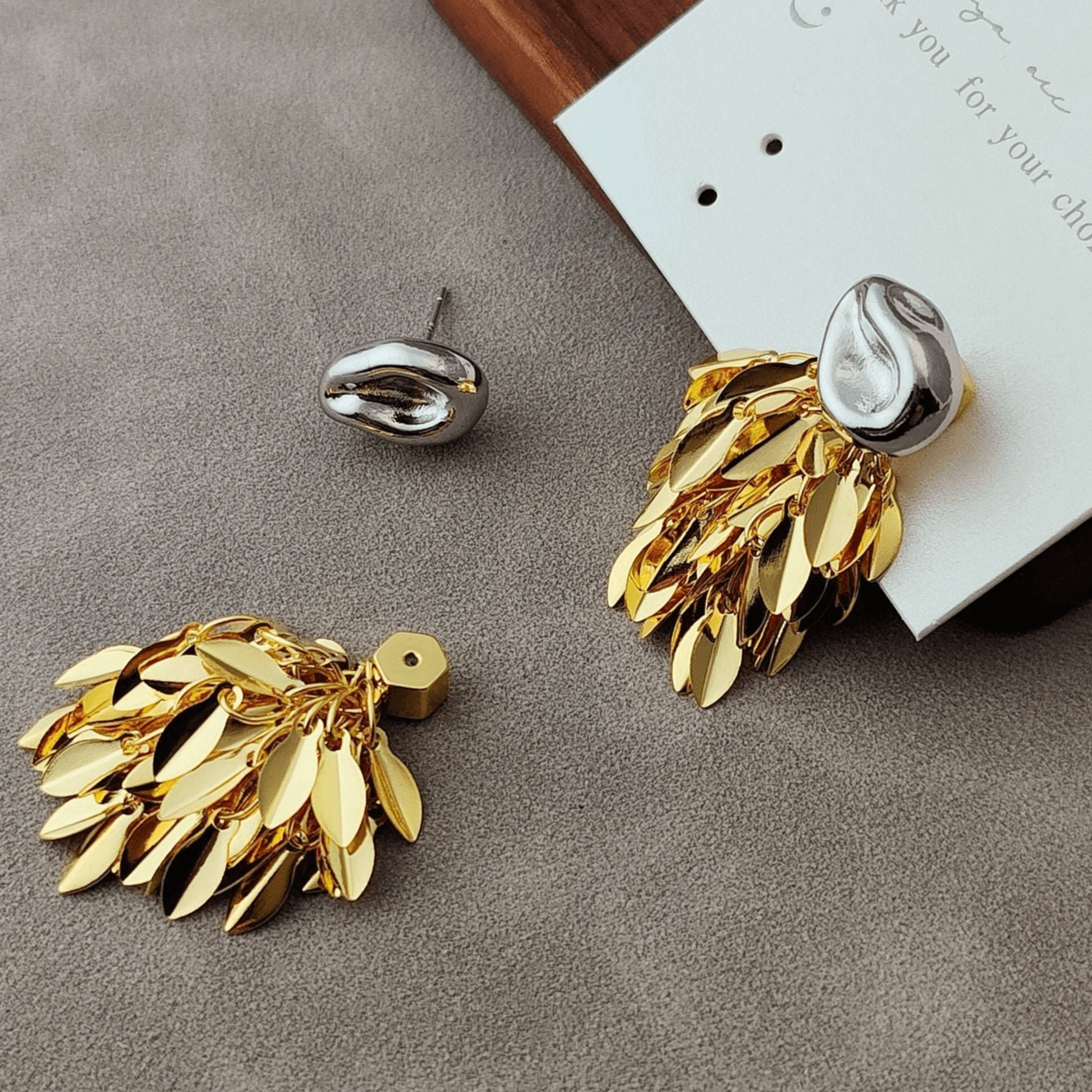 Gold and Silver 2-Way Leaf Fringe Drop Earrings Set | Elegant Dangle Earrings for Women | Perfect for Parties, Weddings & Date Nights