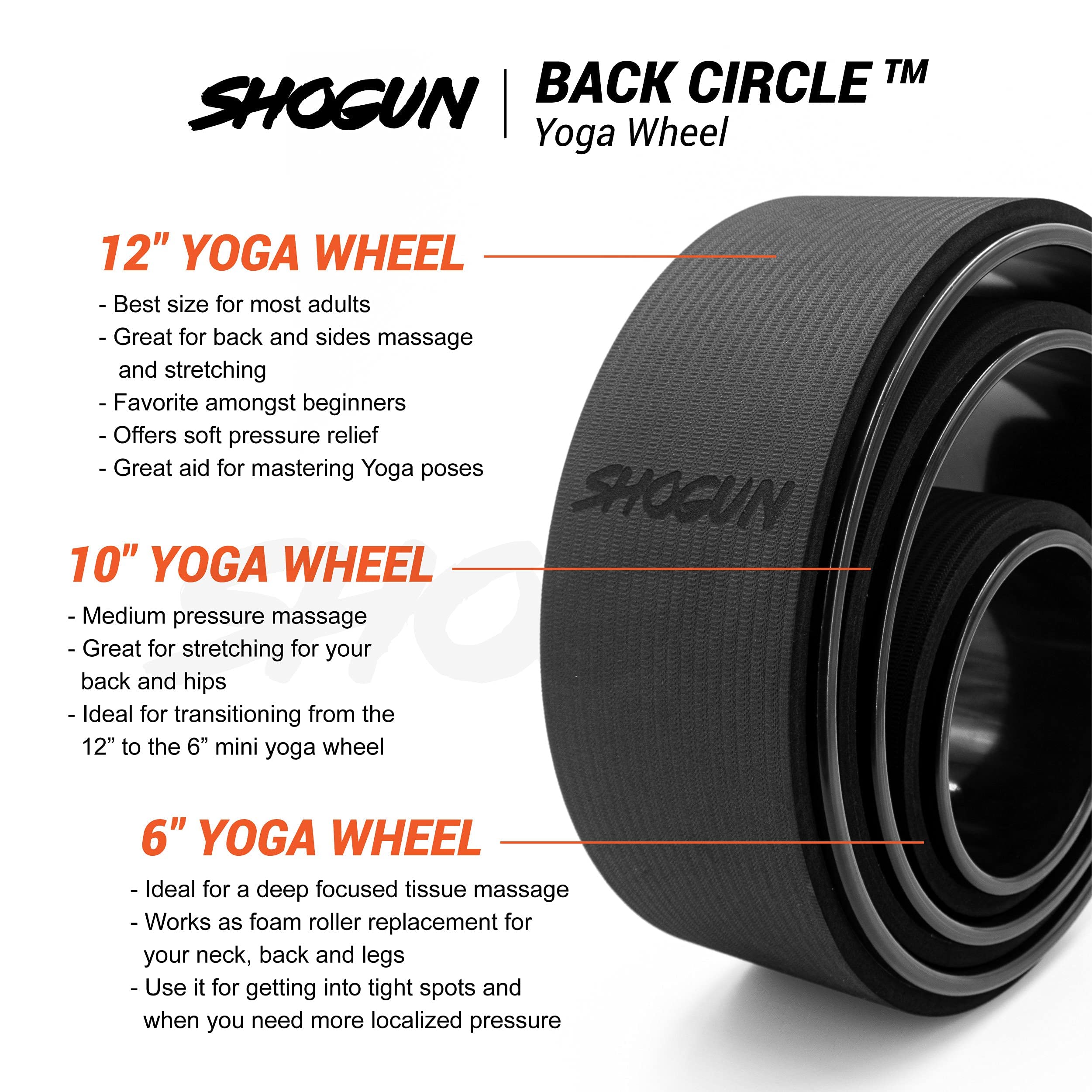 Shogun Yoga Wheel Roller for Back Pain Relief & Spine Stretching - Premium Back Roller Wheel for Flexibility, Mobility & Posture Correction - Perfect for Yoga, Pilates, Physical Therapy & Home Workouts