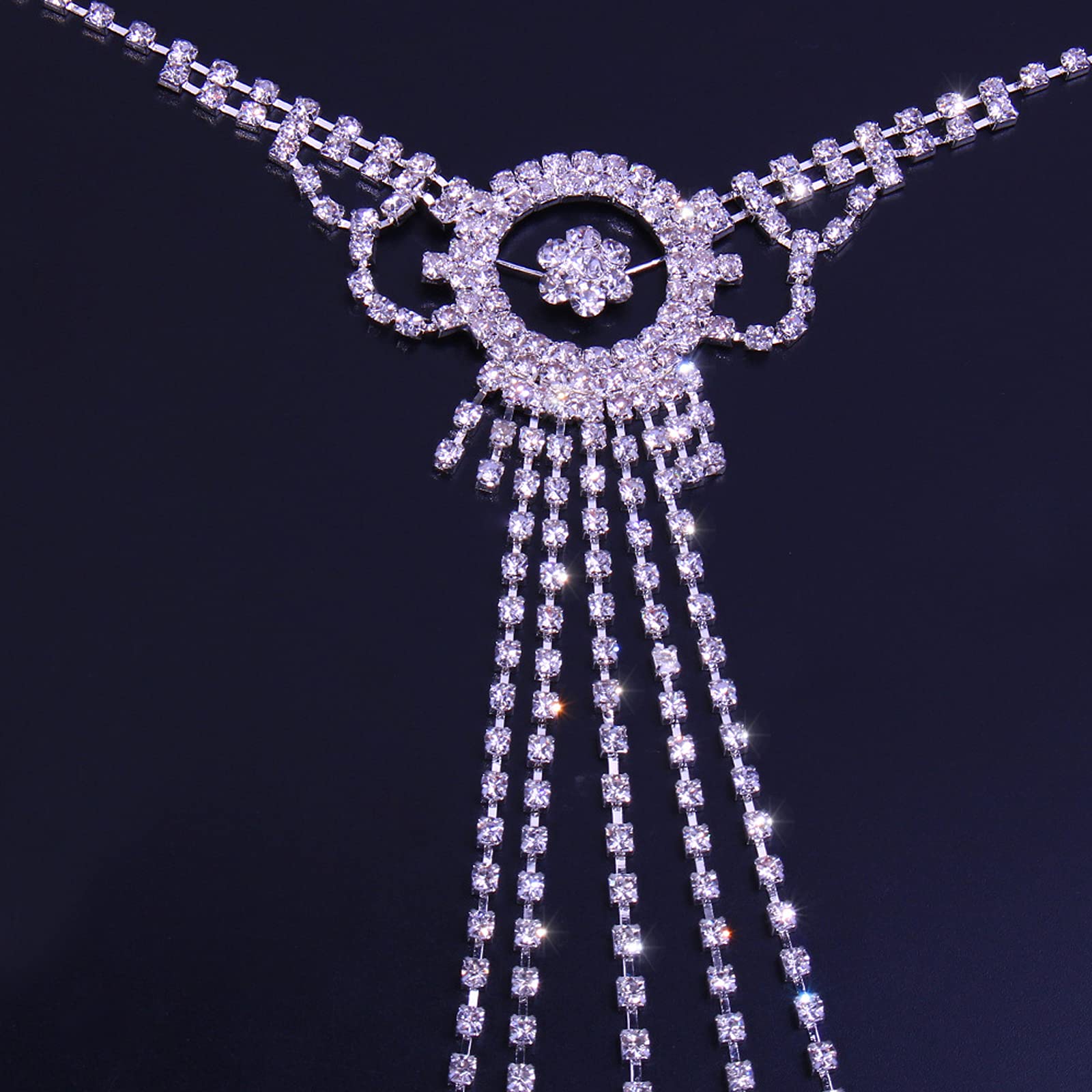 Sexy Bling Rhinestone Bra Chain - Crystal Waist Belly Bikini Body Jewelry | Non-Piercing Red Nipple Chain for Women | Perfect for Beach Parties, Music Festivals & Boudoir Photography