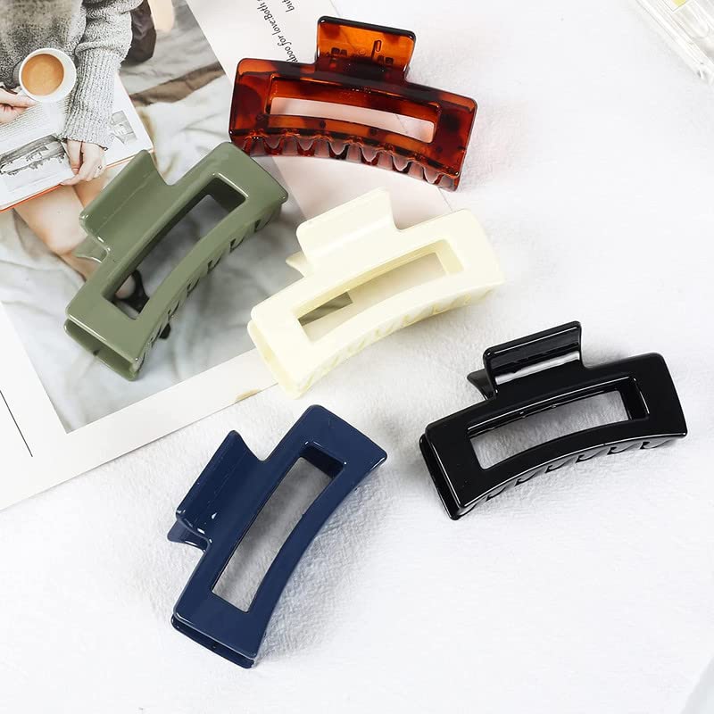UltraStylist 6-Pack Large Hair Clips for Women - 4.1 Inch Strong Hold Rectangle Claw Clips for Thick & Thin Hair - Perfect for Girls, Teens & Adults - Great for School, Work, Gym & Everyday Styling